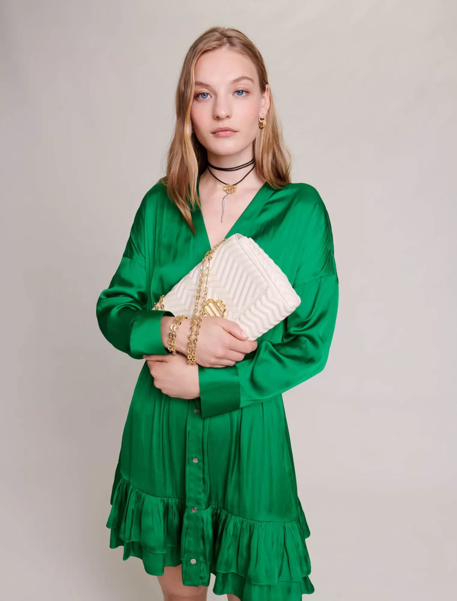 Women Maje Fitted Short Satin Dress