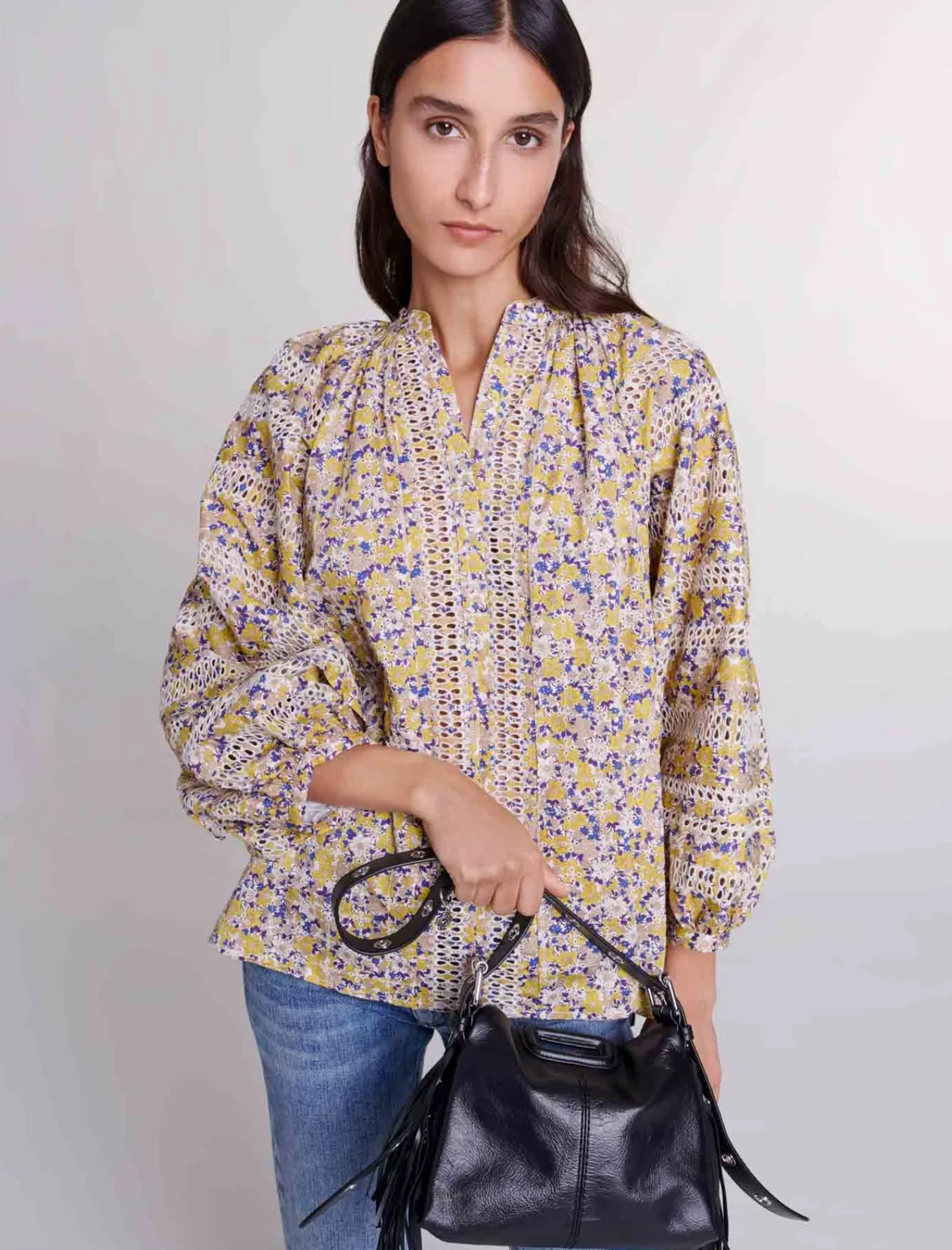 Women Maje Floral Embroidered Top