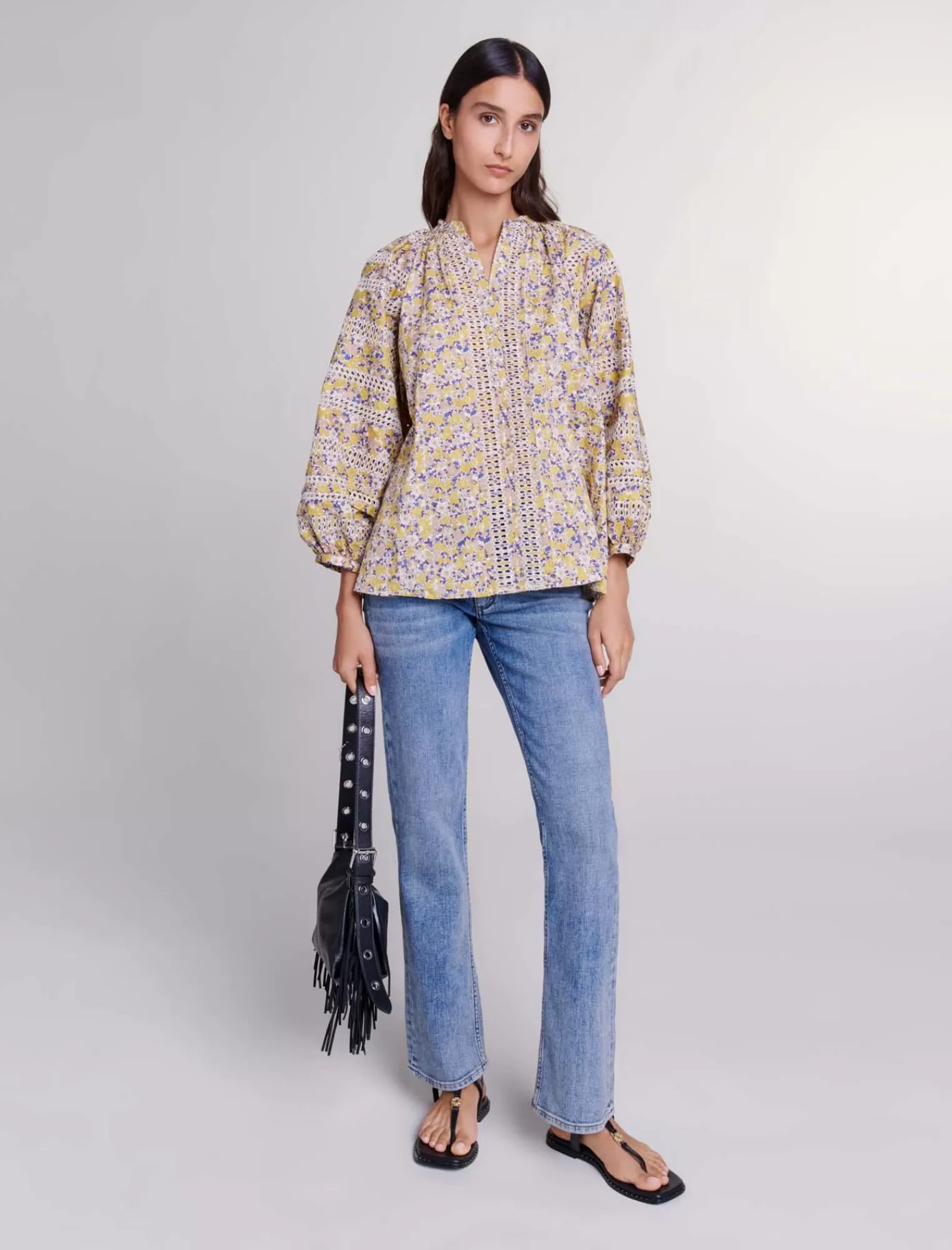 Women Maje Floral Embroidered Top