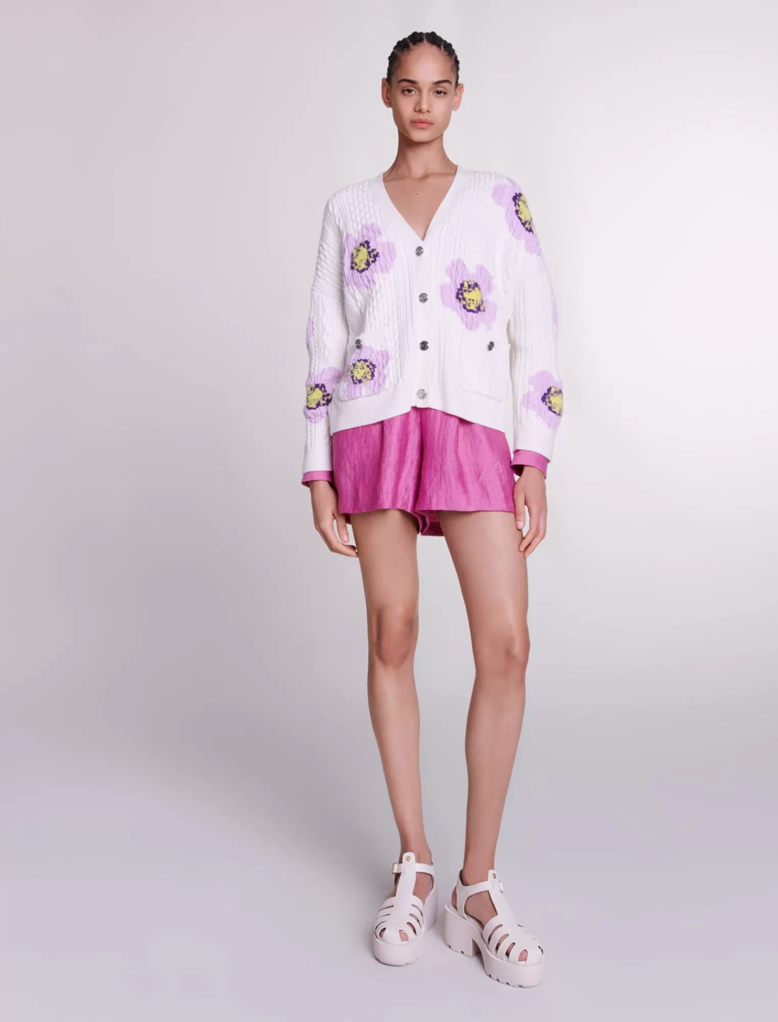 Women Maje Floral Knit Cardigan