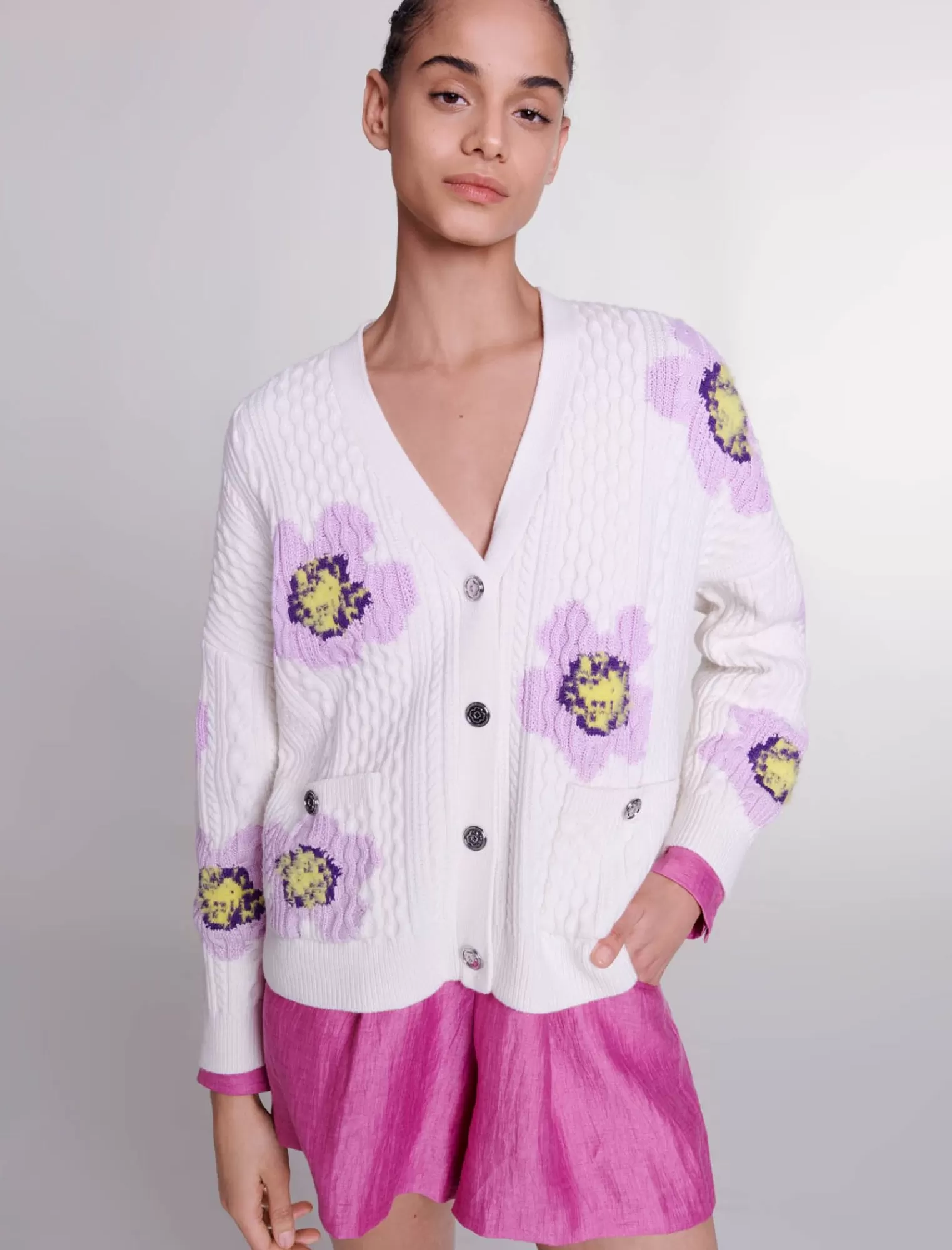 Women Maje Floral Knit Cardigan