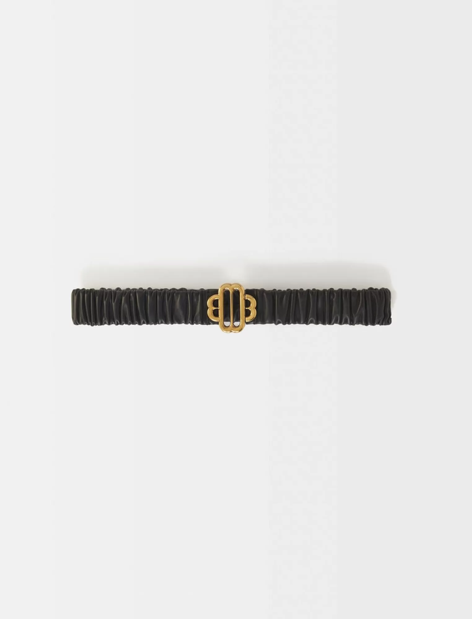 Women Maje Gathered Leather Belt With Clover Logo