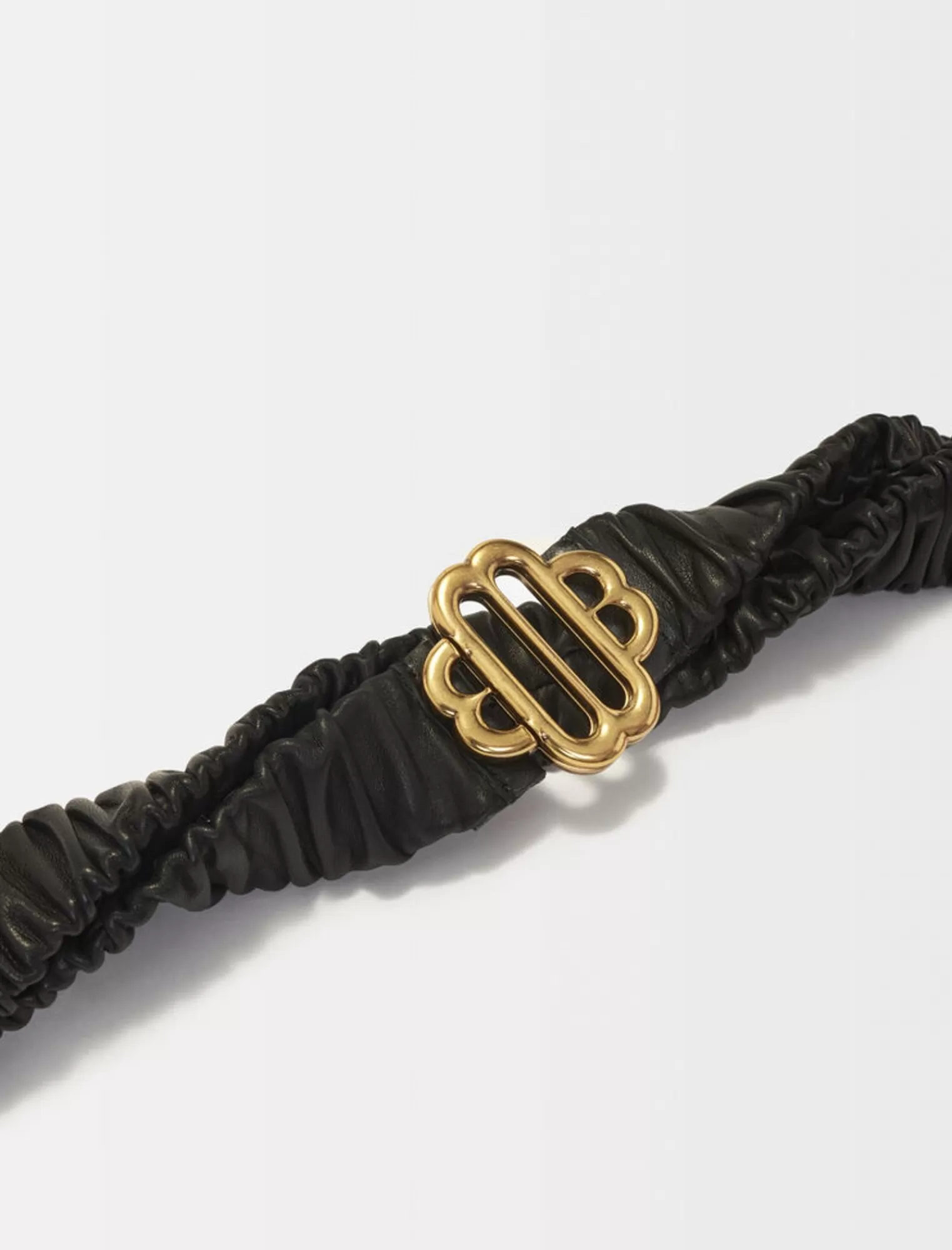Women Maje Gathered Leather Belt With Clover Logo