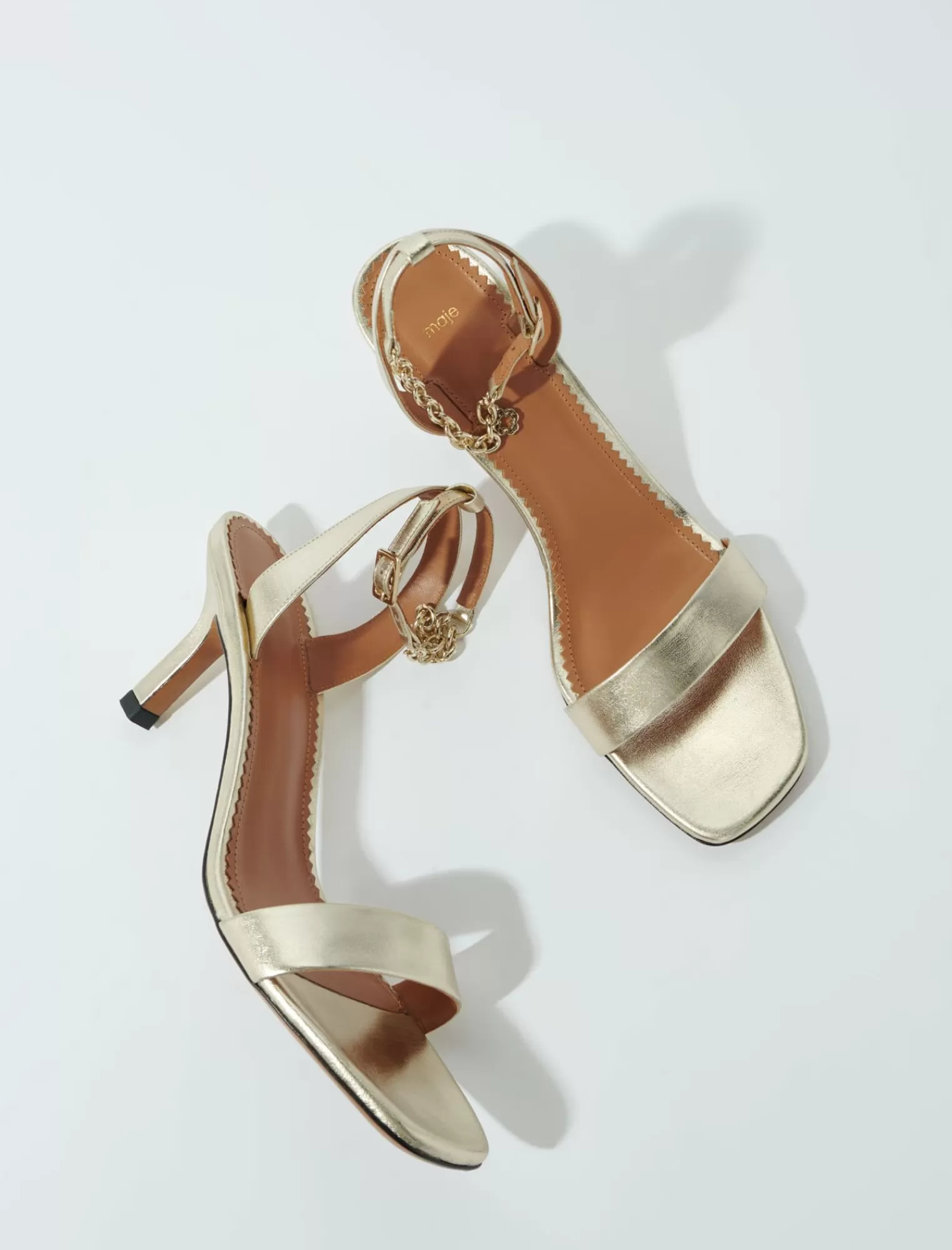 Women Maje Golden Metallic Leather Sandals