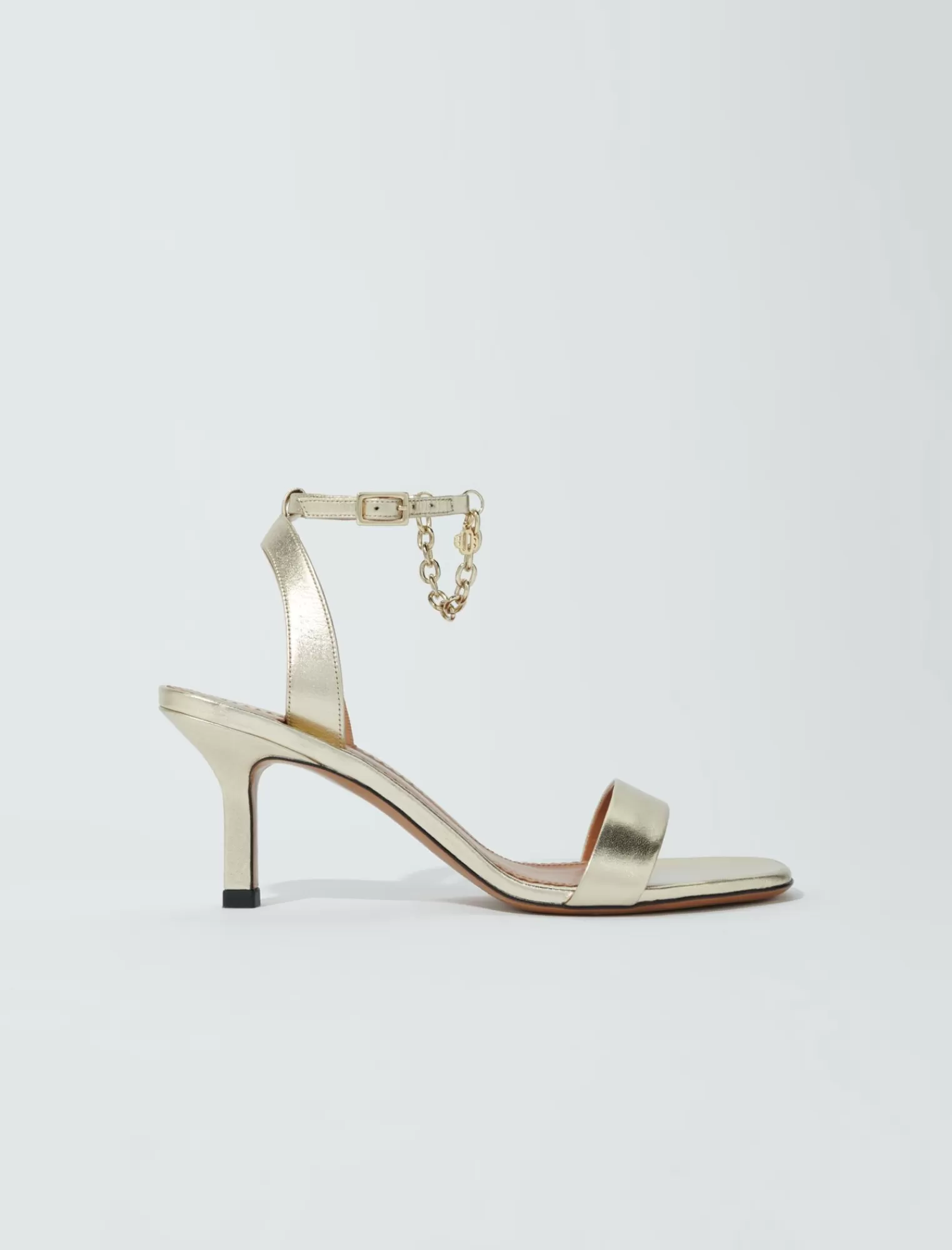 Women Maje Golden Metallic Leather Sandals