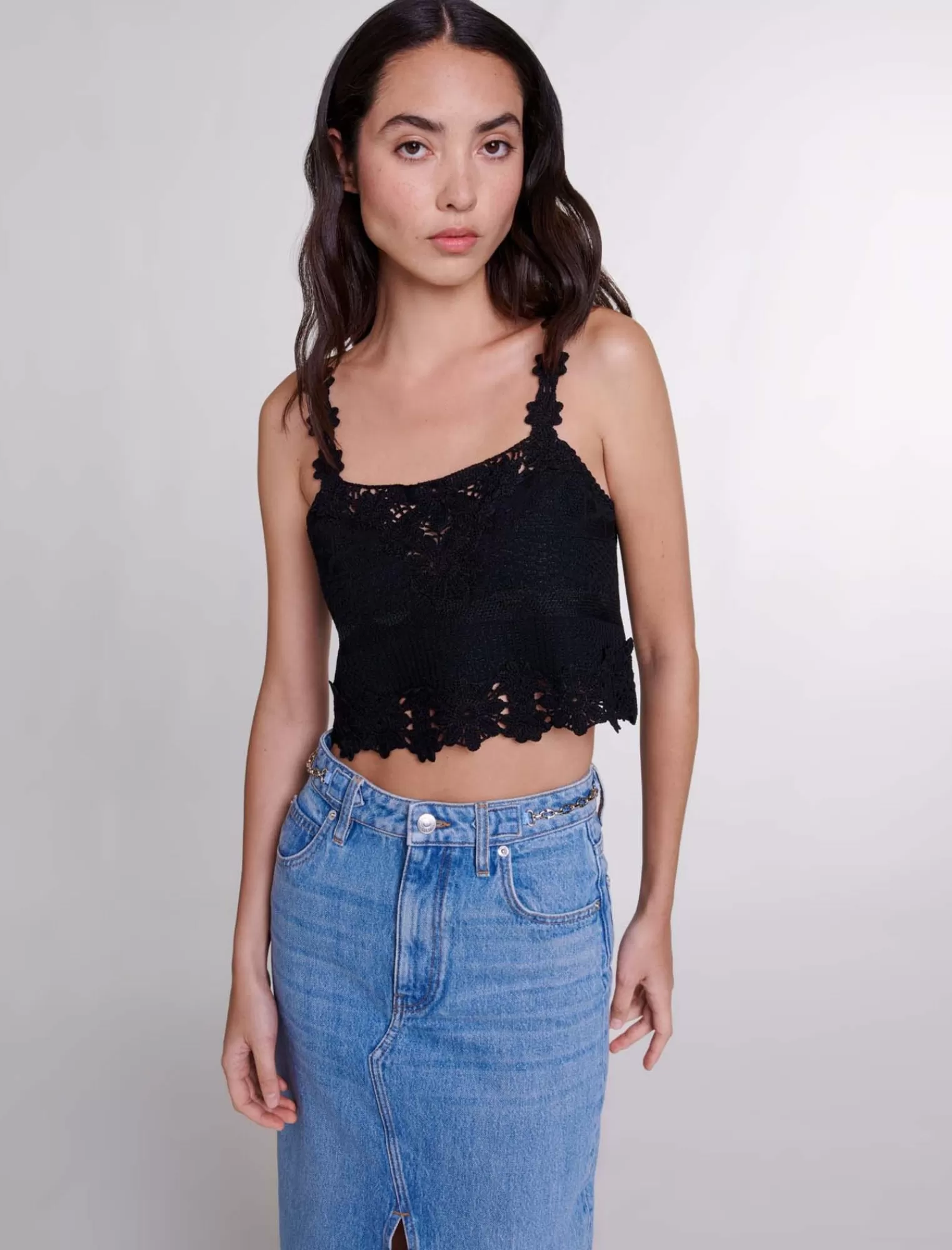 Women Maje Guipure Crop Top