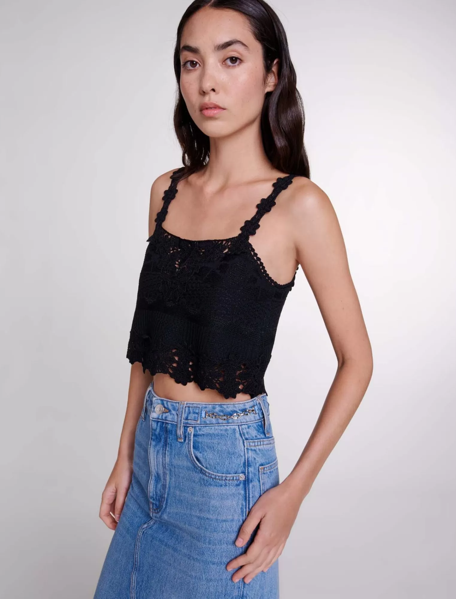 Women Maje Guipure Crop Top