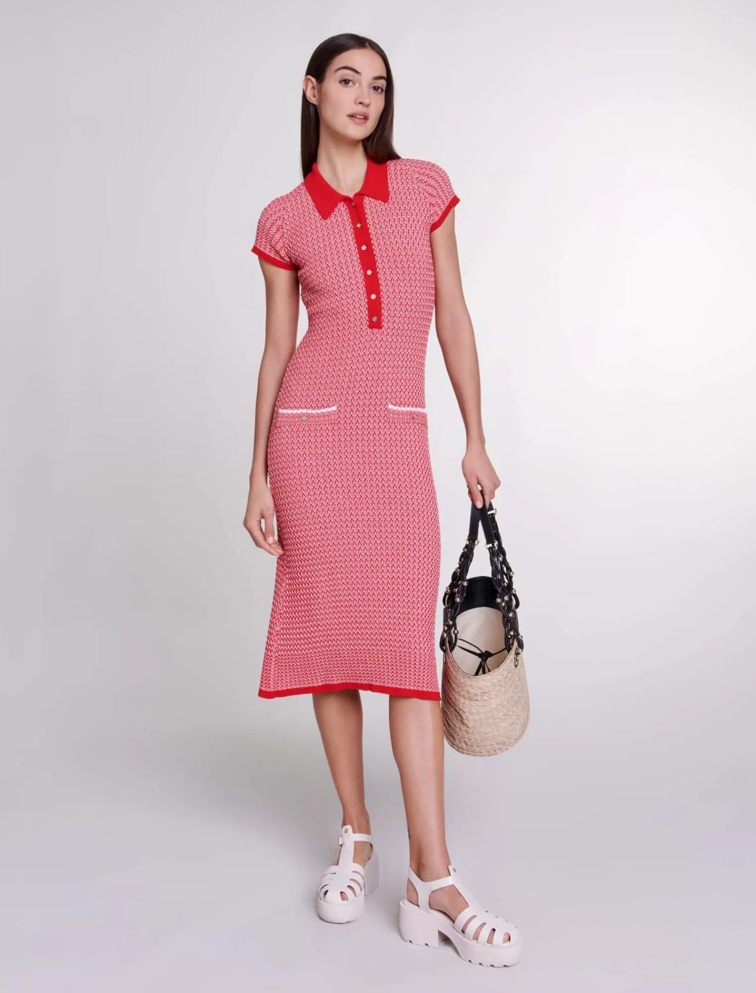 Women Maje Herringbone Knit Maxi Dress