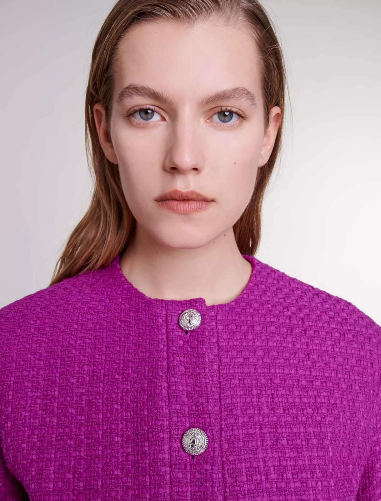 Women Maje Jacquard Cropped Tweed Jacket