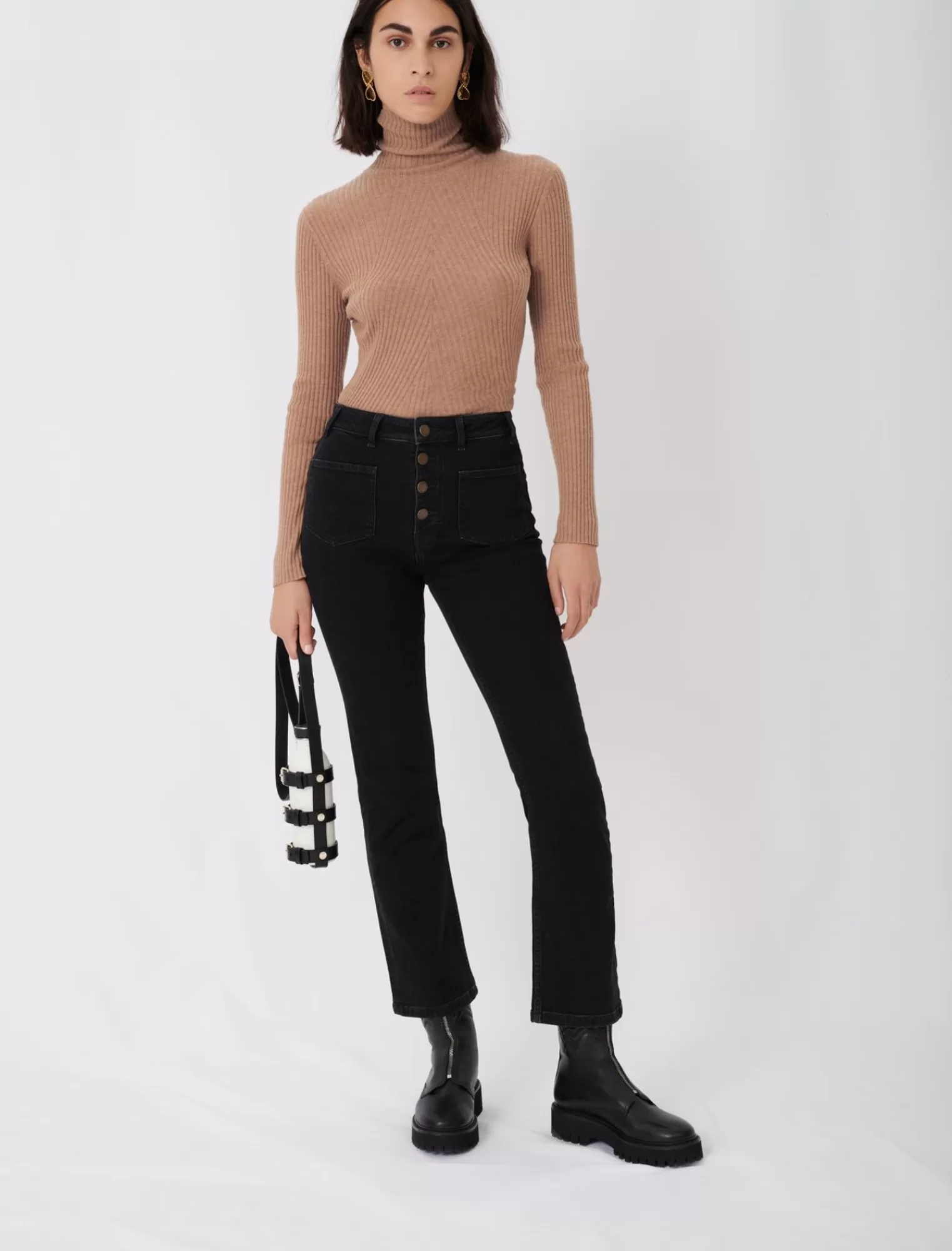 Women Maje Jeans With Pockets, Flared At The Bottom