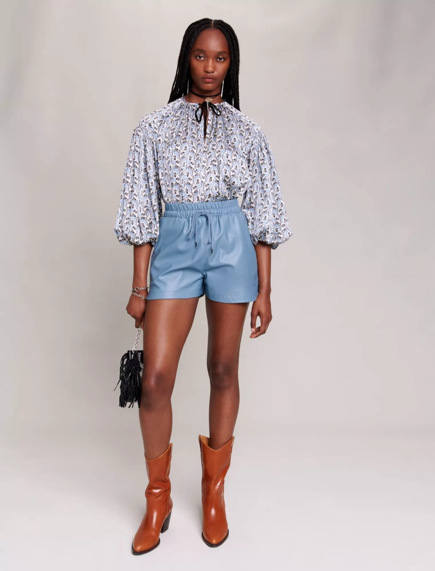 Women Maje Leather Look Shorts