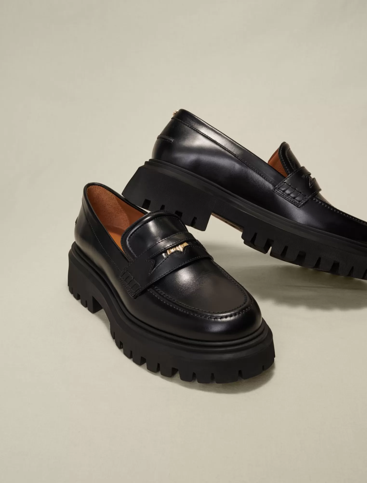 Women Maje Leather Platform Loafers