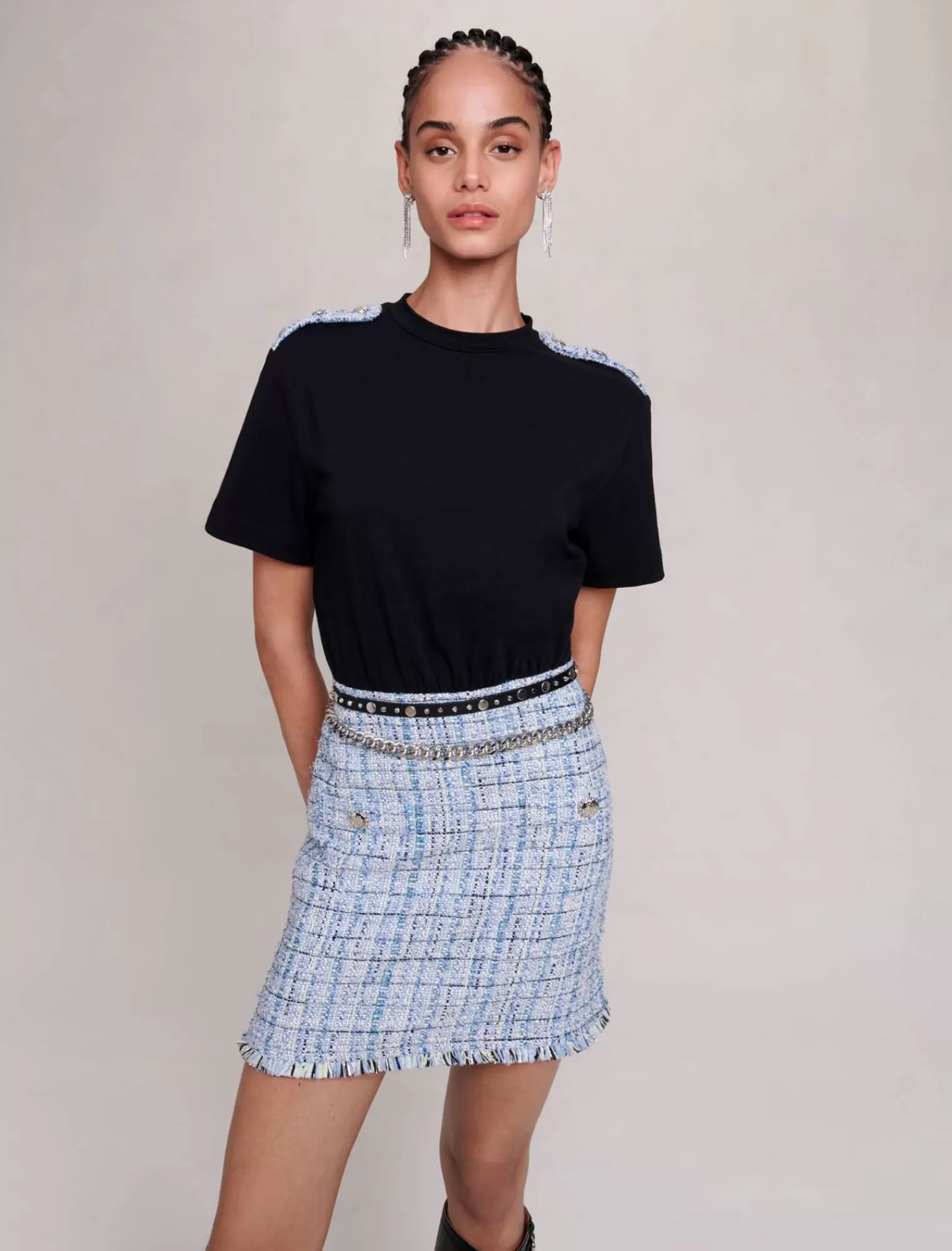 Women Maje Light Blue Tweed Dress