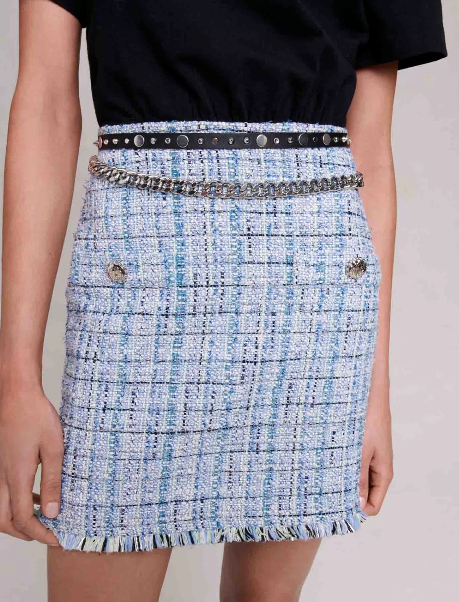 Women Maje Light Blue Tweed Dress