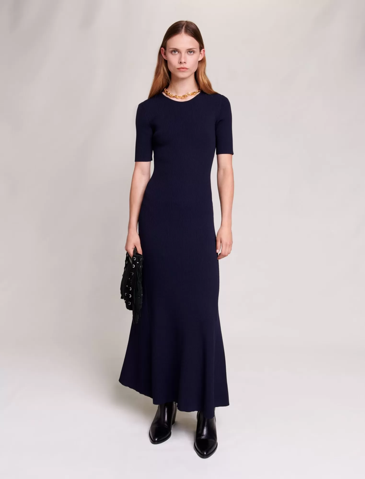 Women Maje Long Cut Out Knit Dress