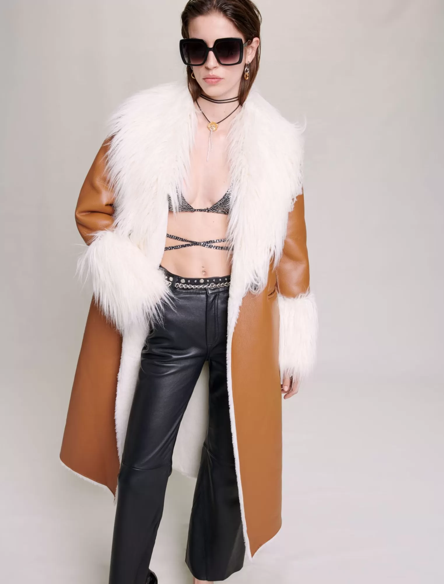 Women Maje Long Faux Fur Coat