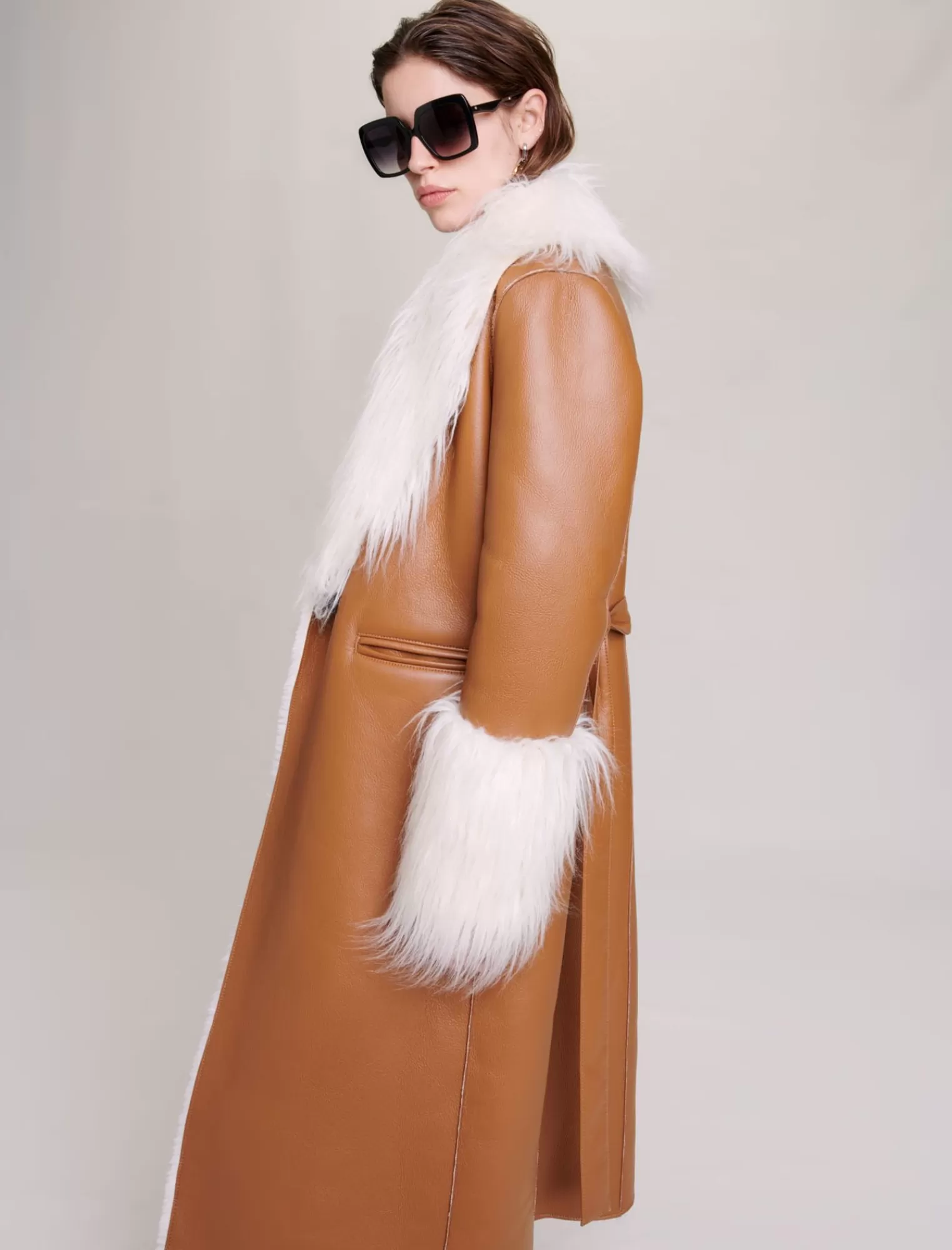 Women Maje Long Faux Fur Coat