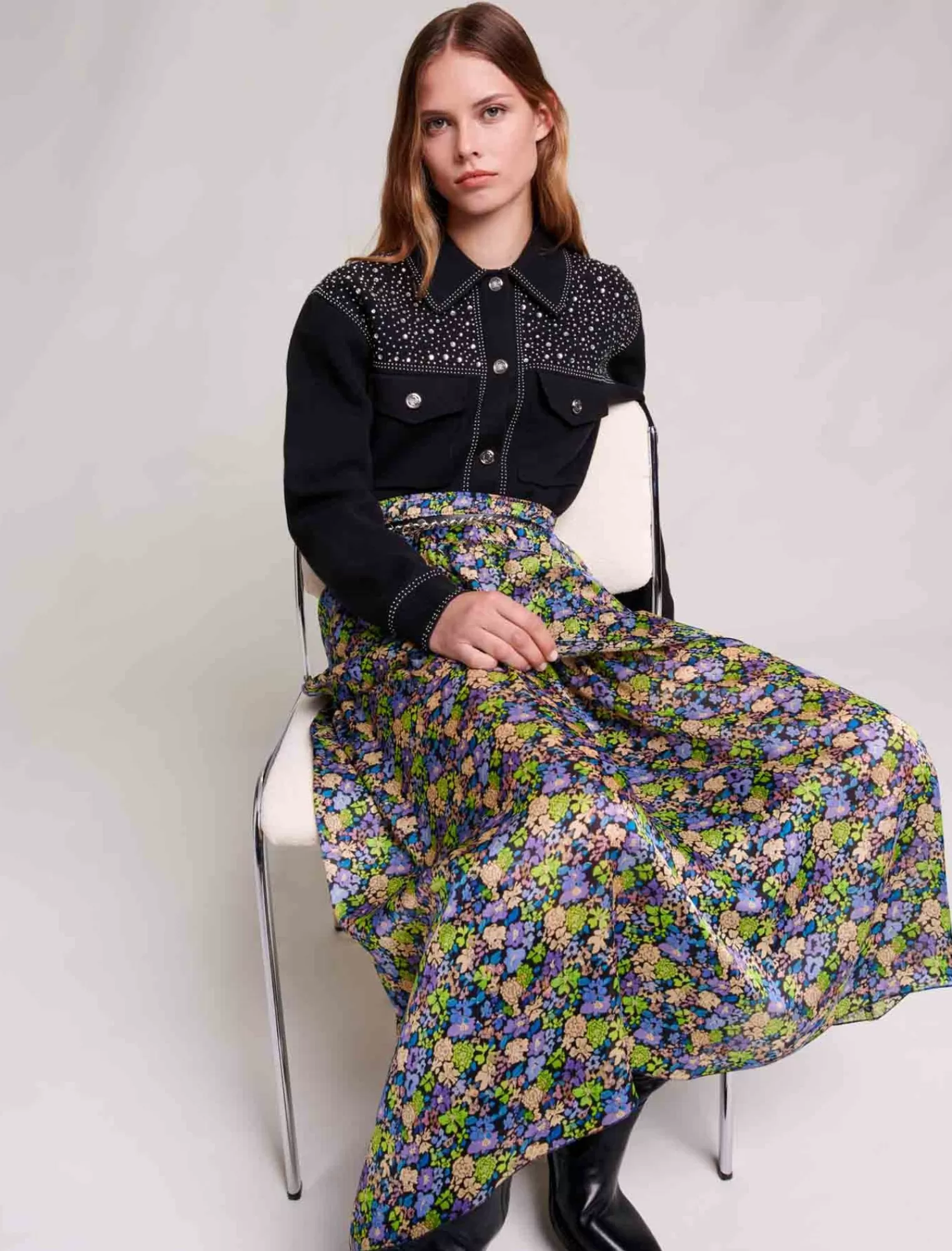 Women Maje Long Floral Skirt