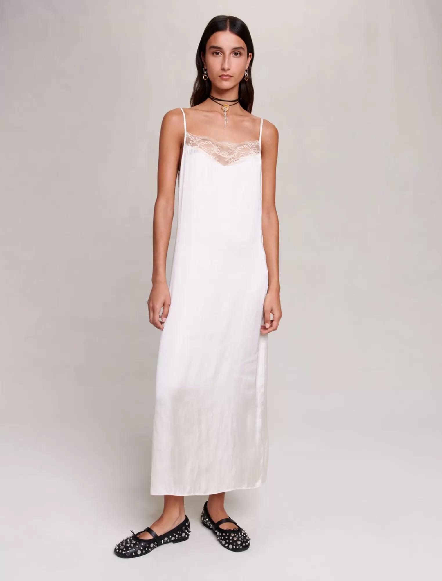 Women Maje Long Satin Slip Dress