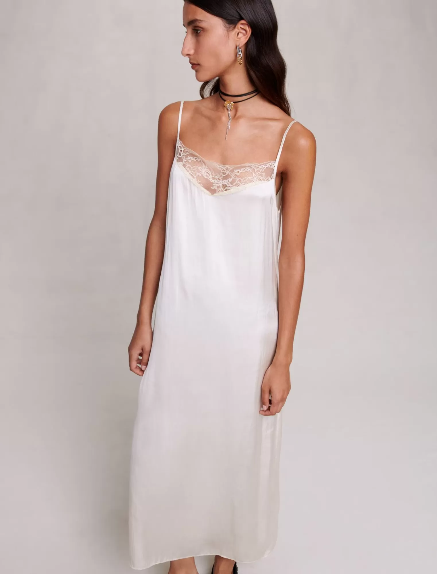 Women Maje Long Satin Slip Dress