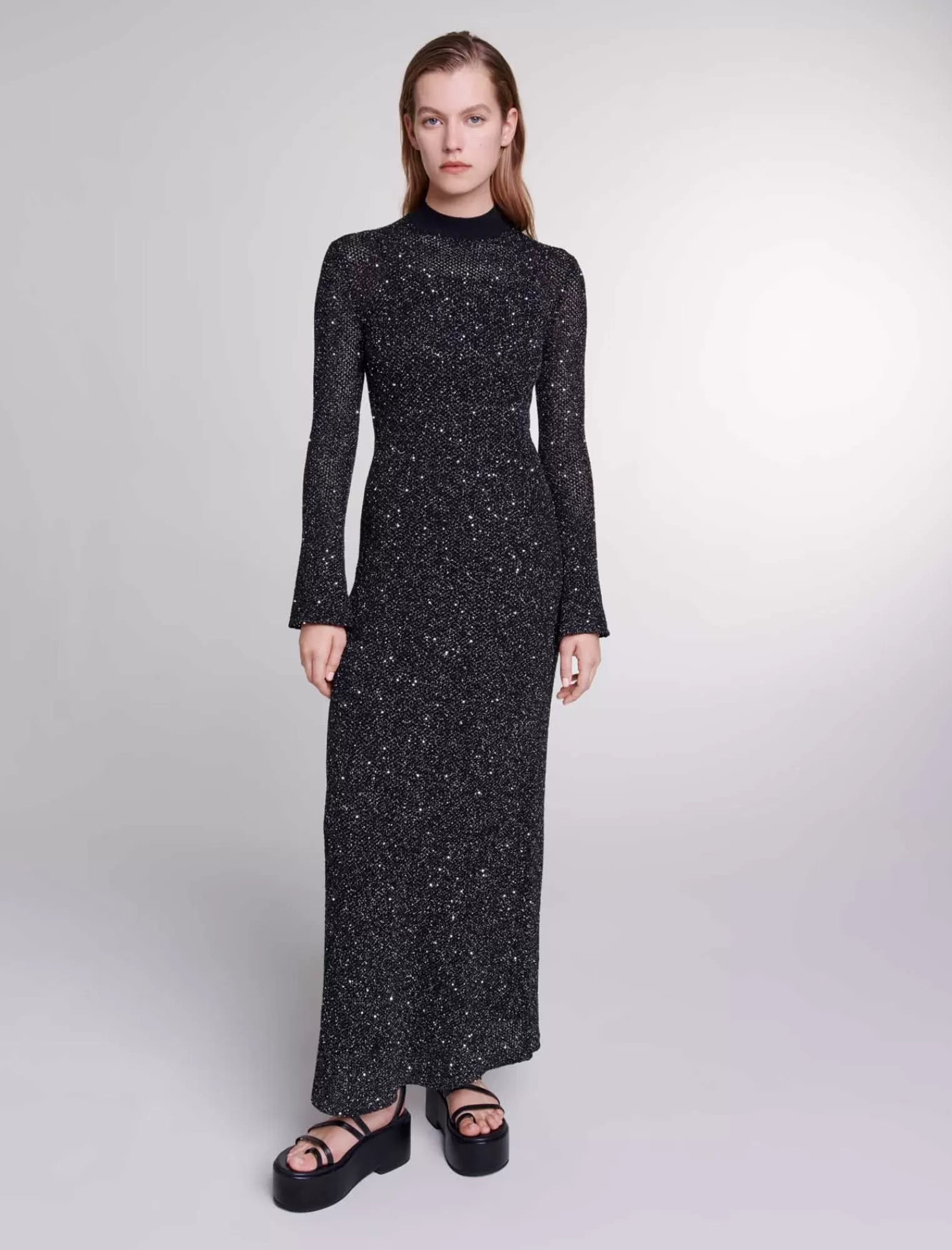 Women Maje Long Sequin Knit Dress