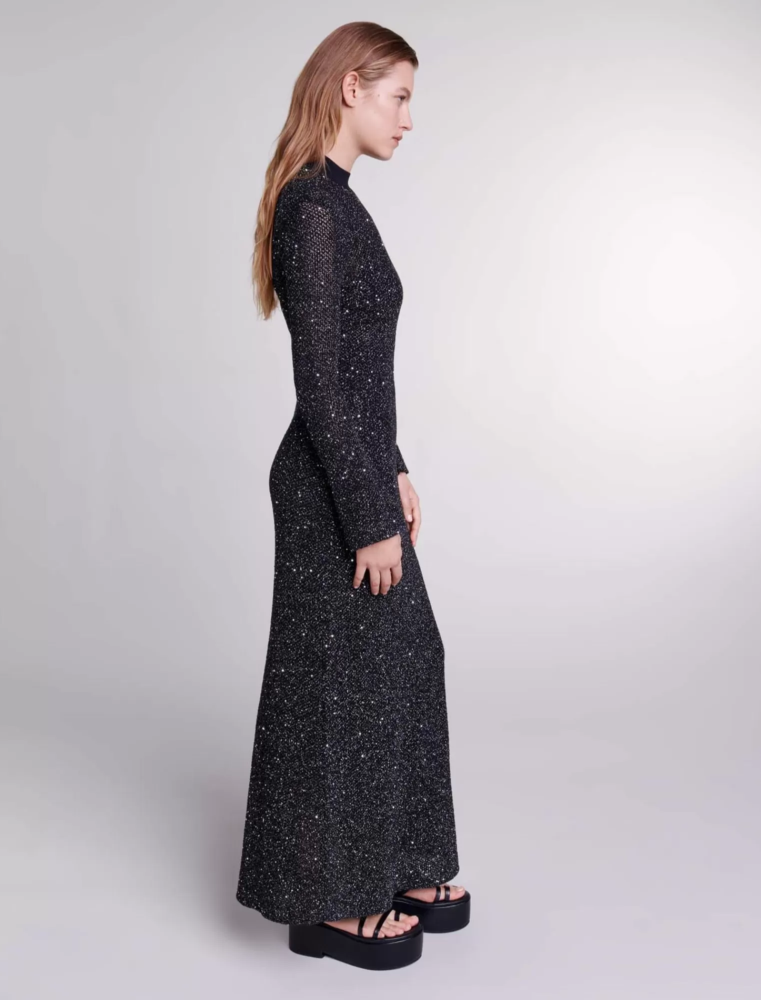 Women Maje Long Sequin Knit Dress