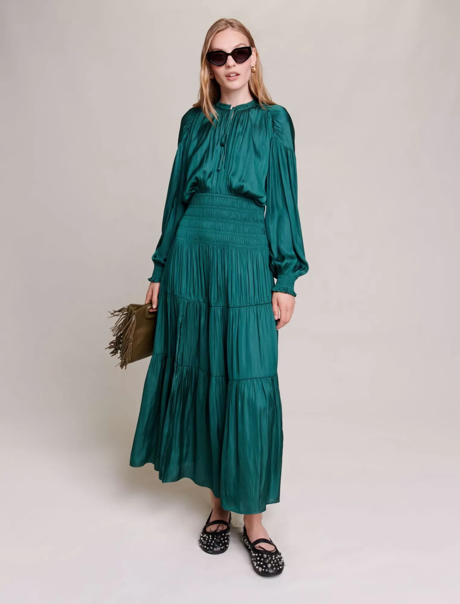 Women Maje Long Sleeve Tiered Dress