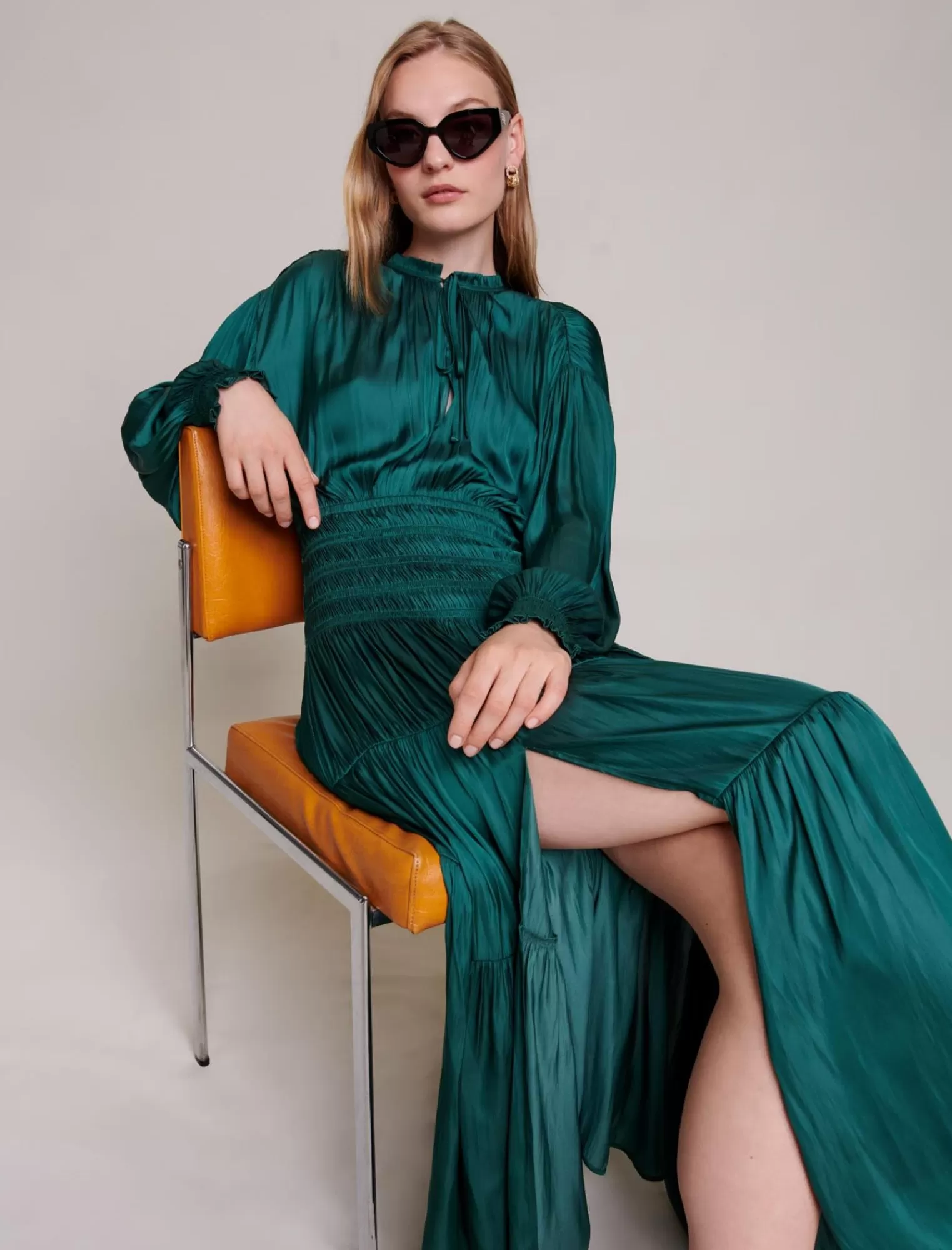 Women Maje Long Sleeve Tiered Dress