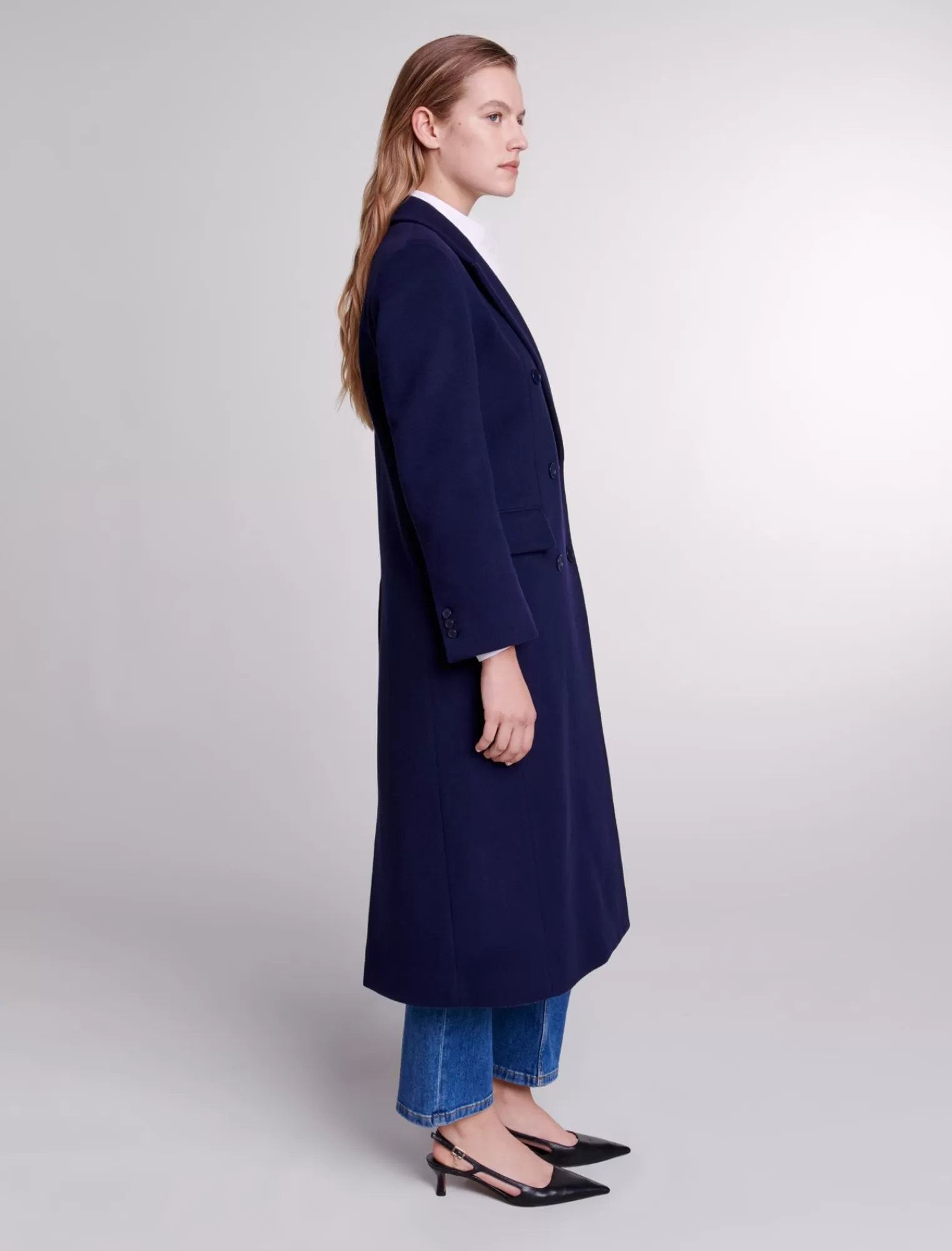 Women Maje Long Wool Blend Coat