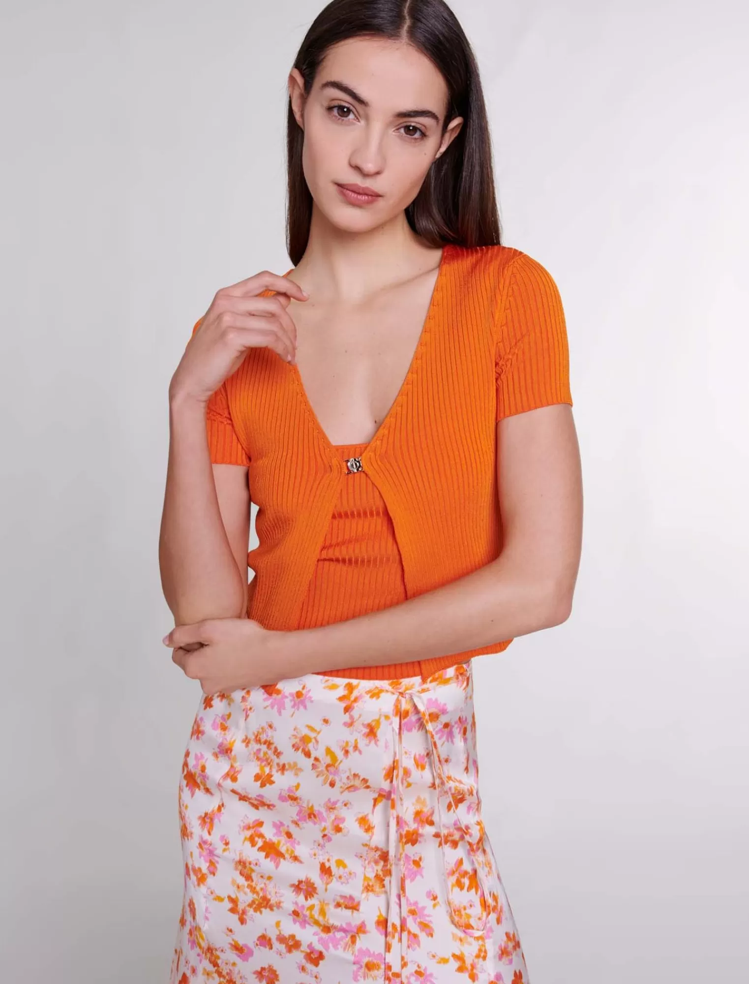 Women Maje Layered Ribbed Crop Top