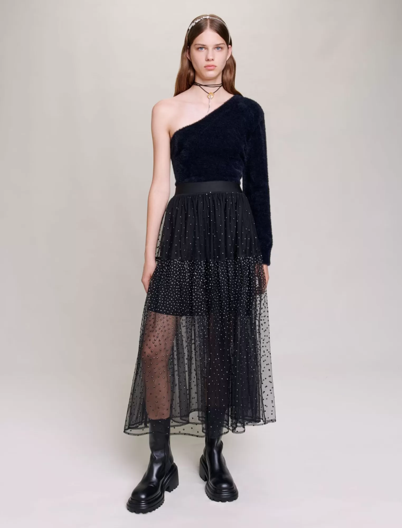 Women Maje Maxi Skirt With Rhinestones