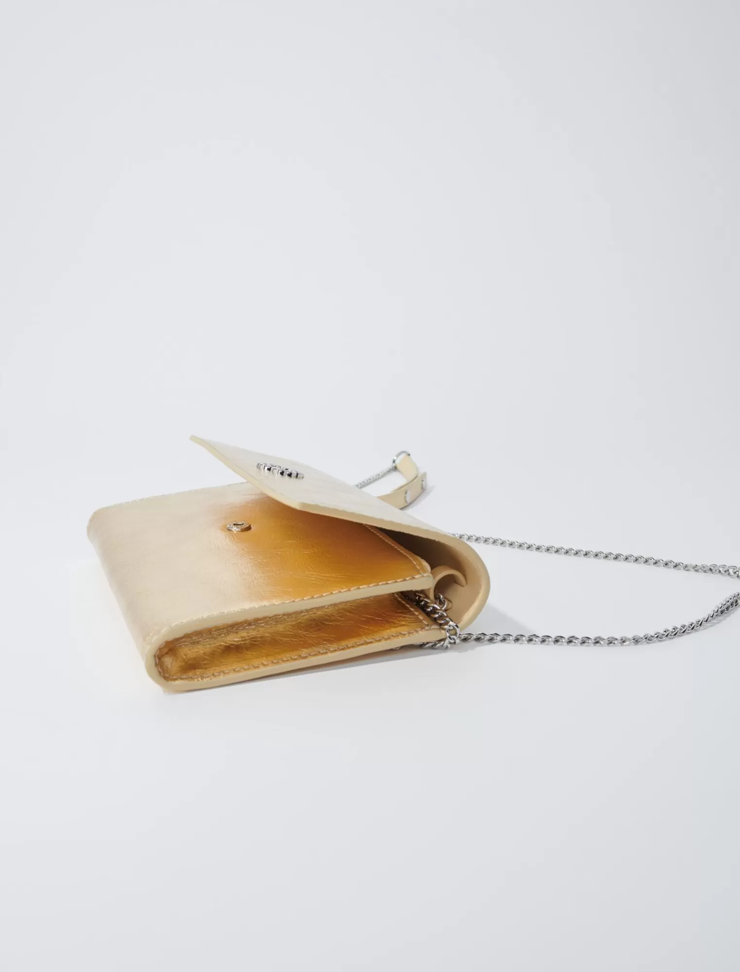 Women Maje Metallic Leather Clutch