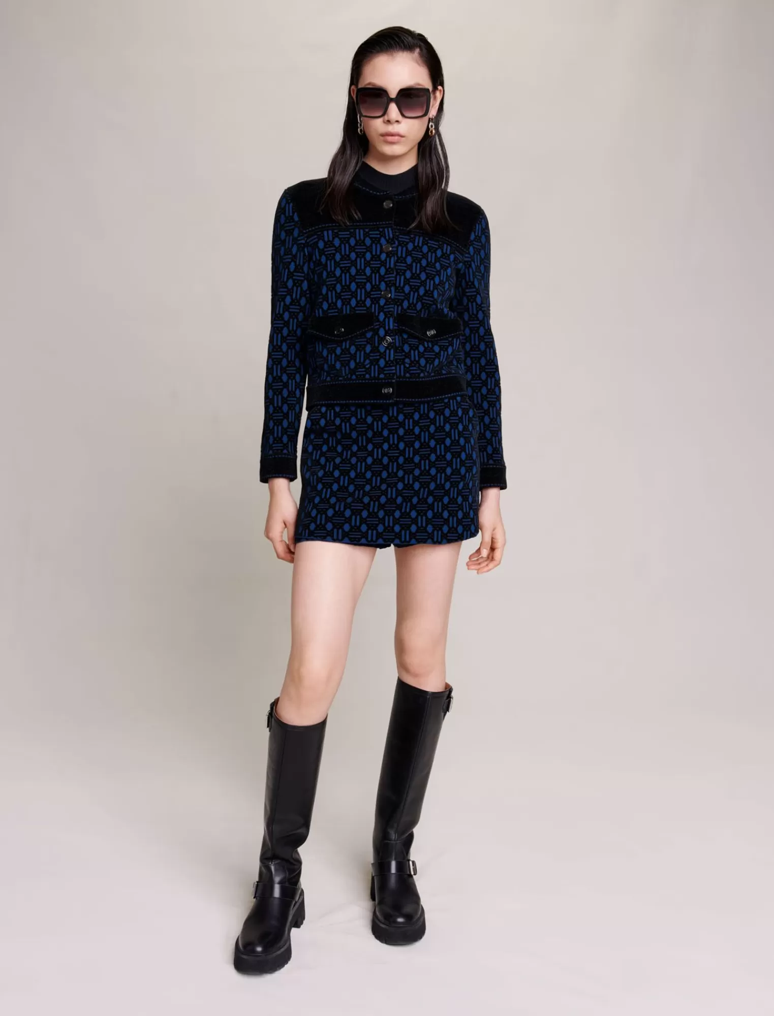 Women Maje Monogram Pattern Bomber Jacket