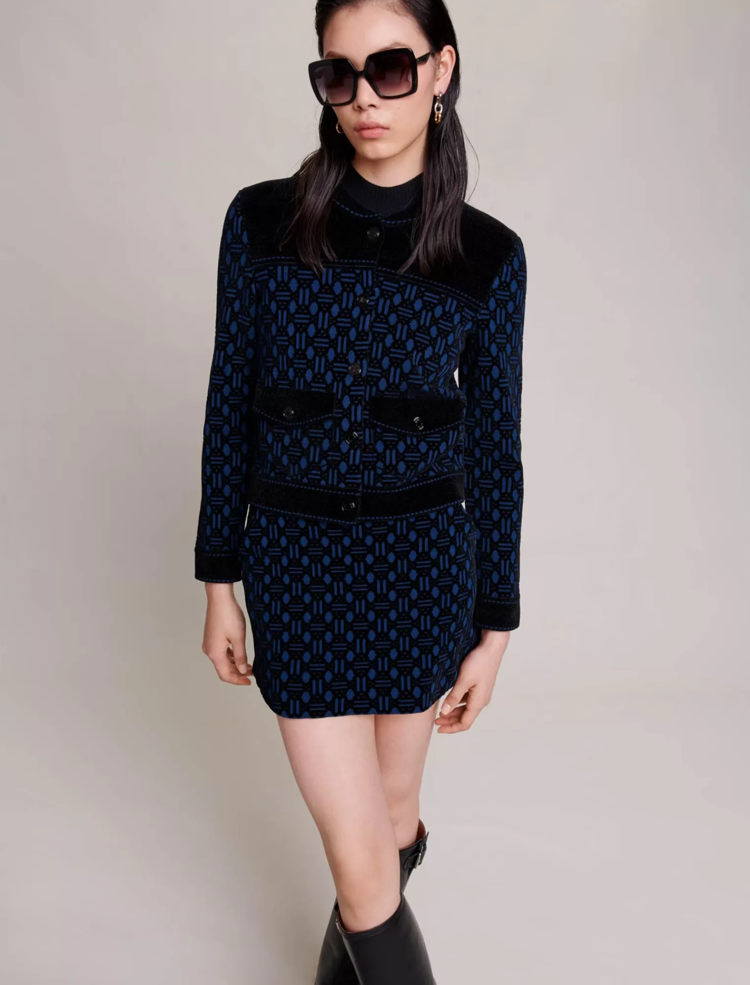 Women Maje Monogram Pattern Bomber Jacket