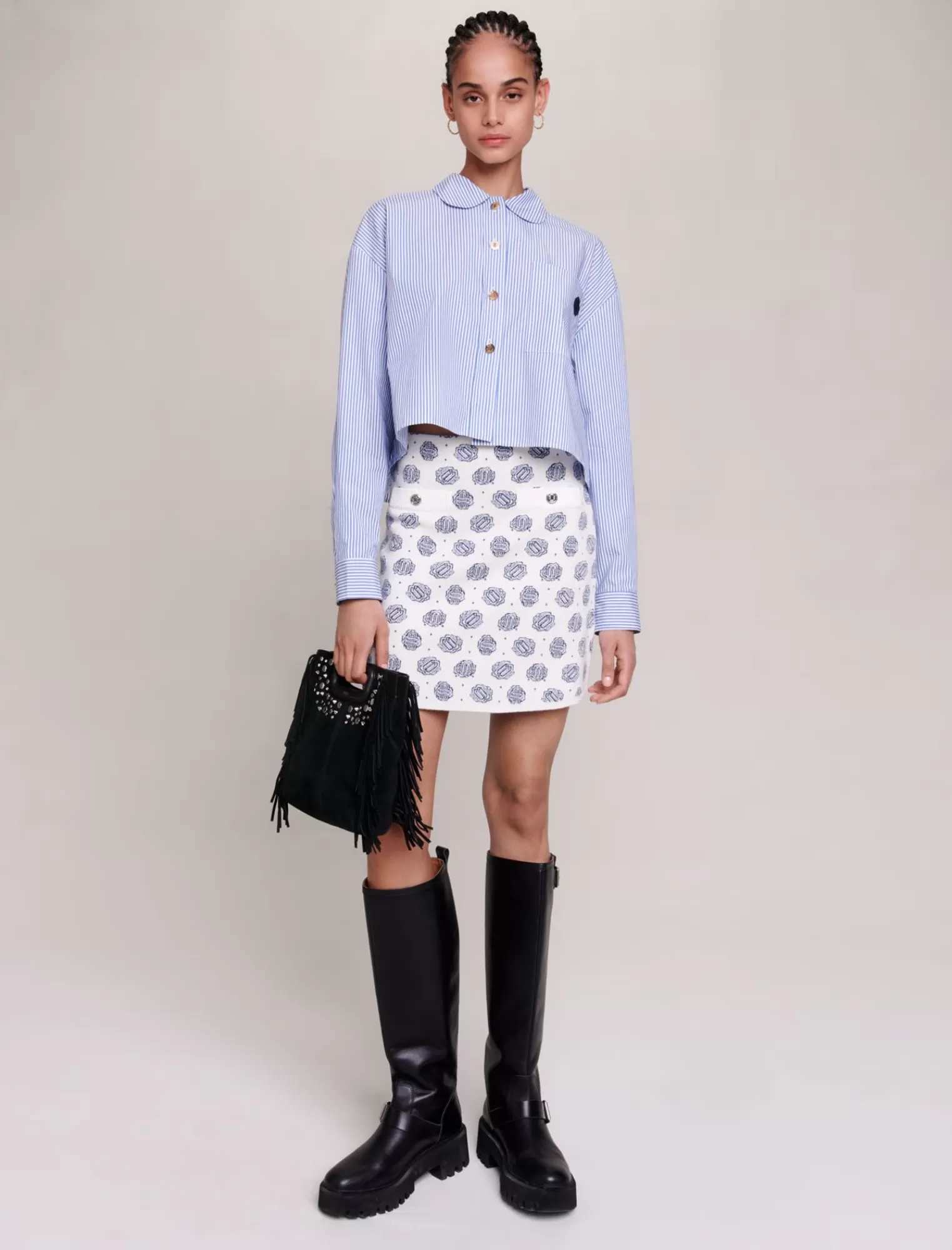 Women Maje Monogrammed Knit Skirt