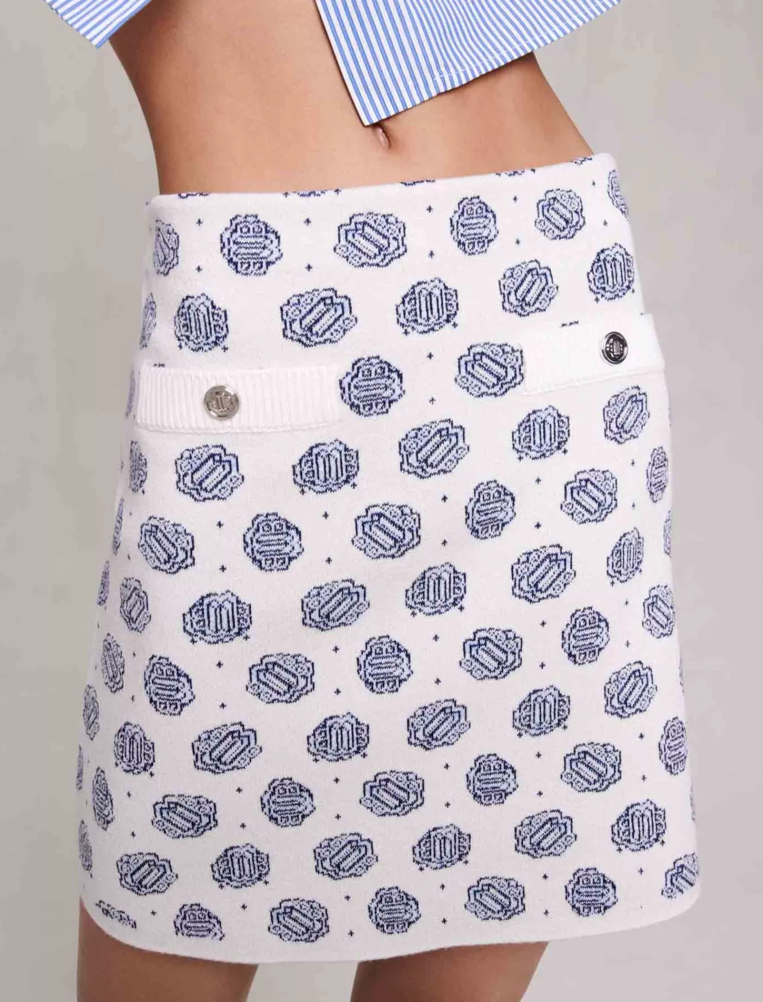 Women Maje Monogrammed Knit Skirt