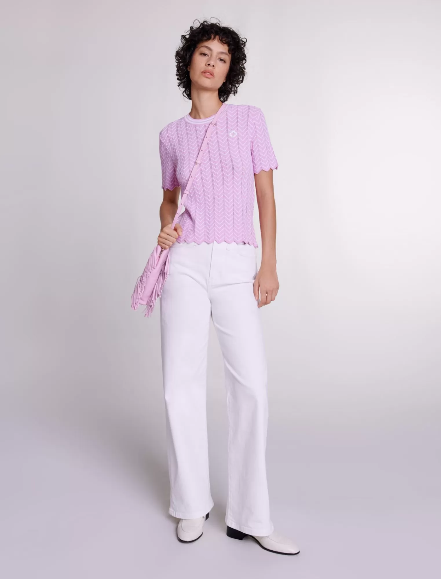 Women Maje Openwork Zigzag Knit Top