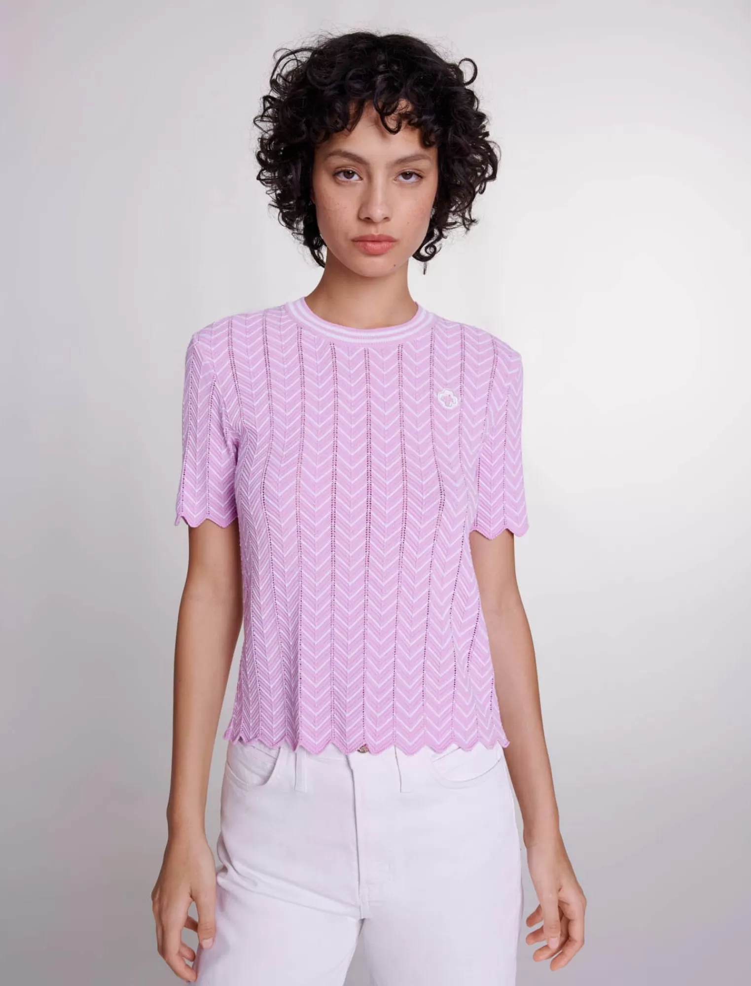 Women Maje Openwork Zigzag Knit Top
