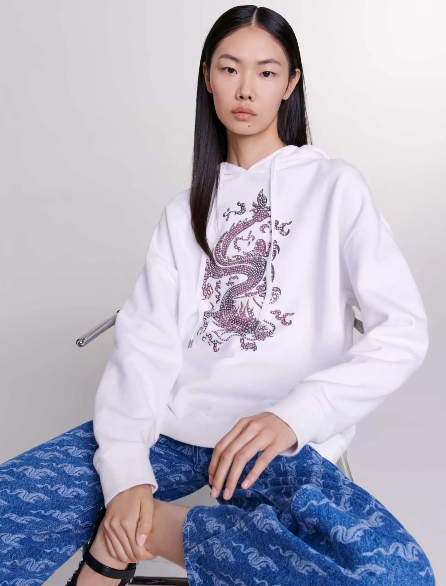 Women Maje Oversized Rhineshtone Sweatshirt