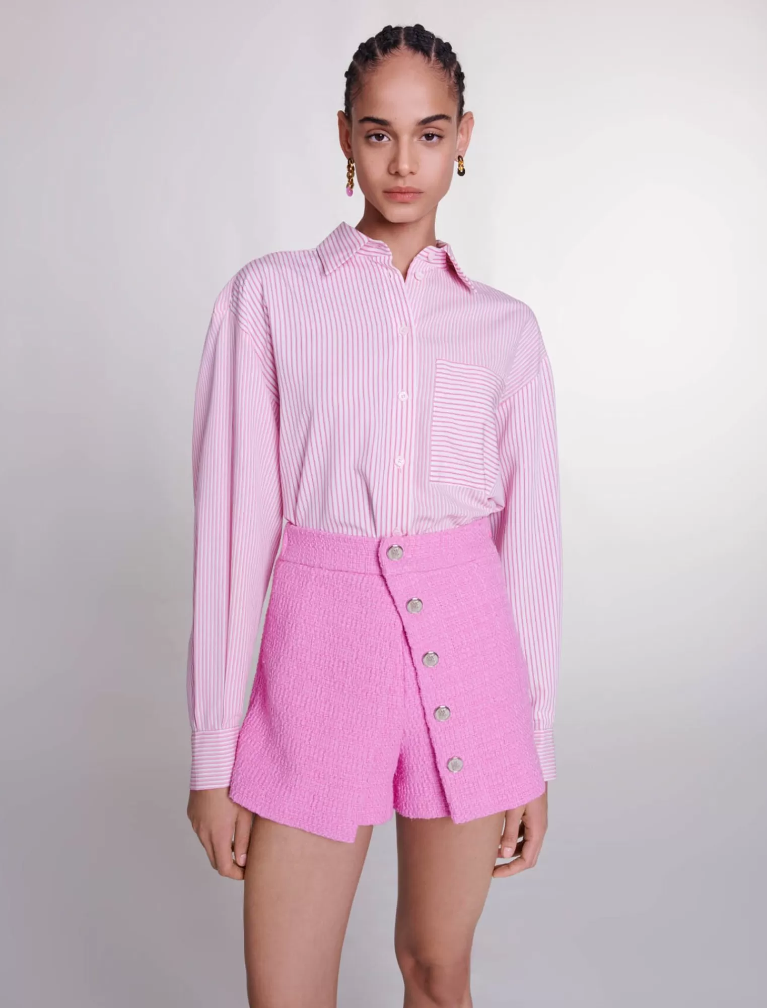 Women Maje Panelled Tweed Shorts