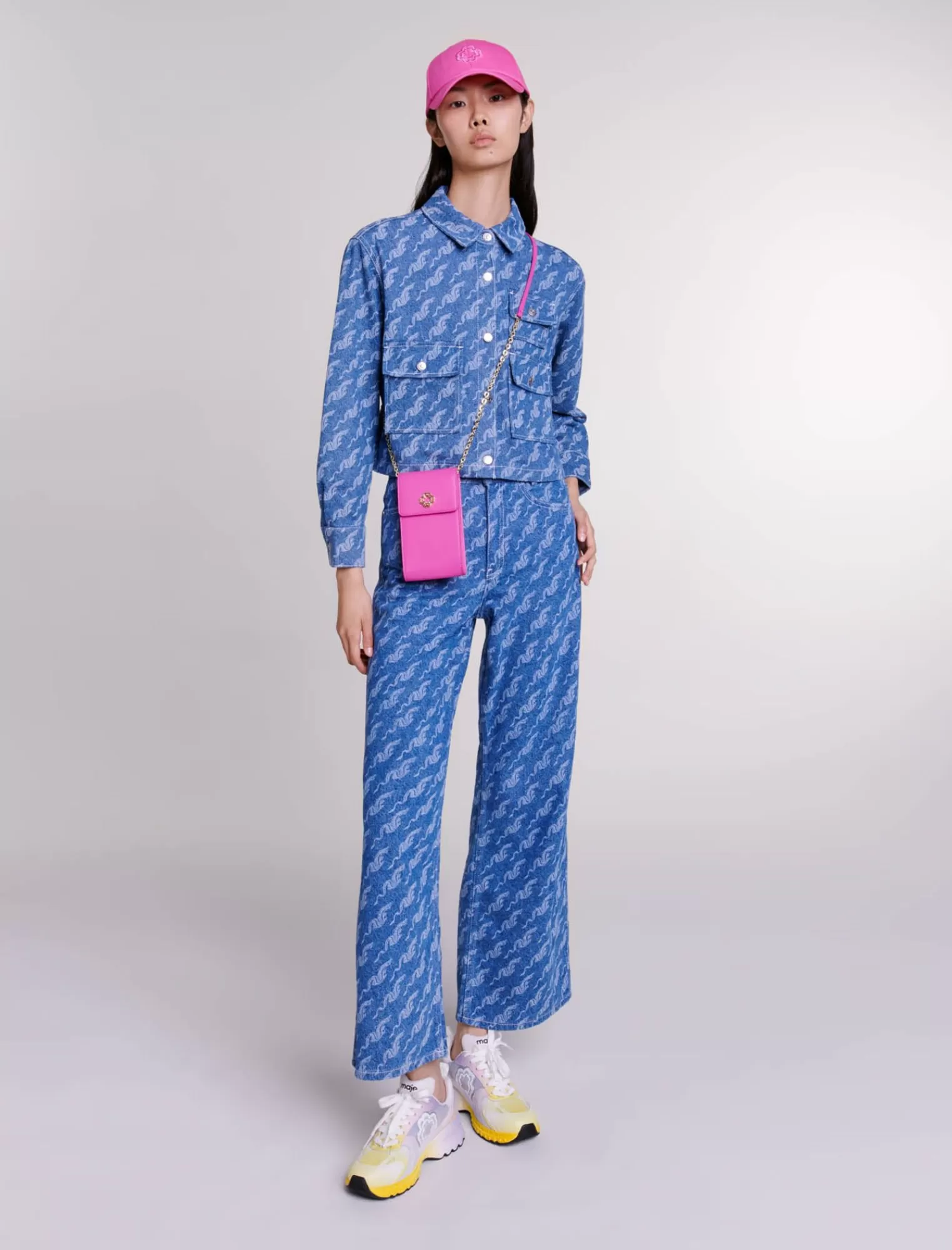 Women Maje Patterned Denim Shirt