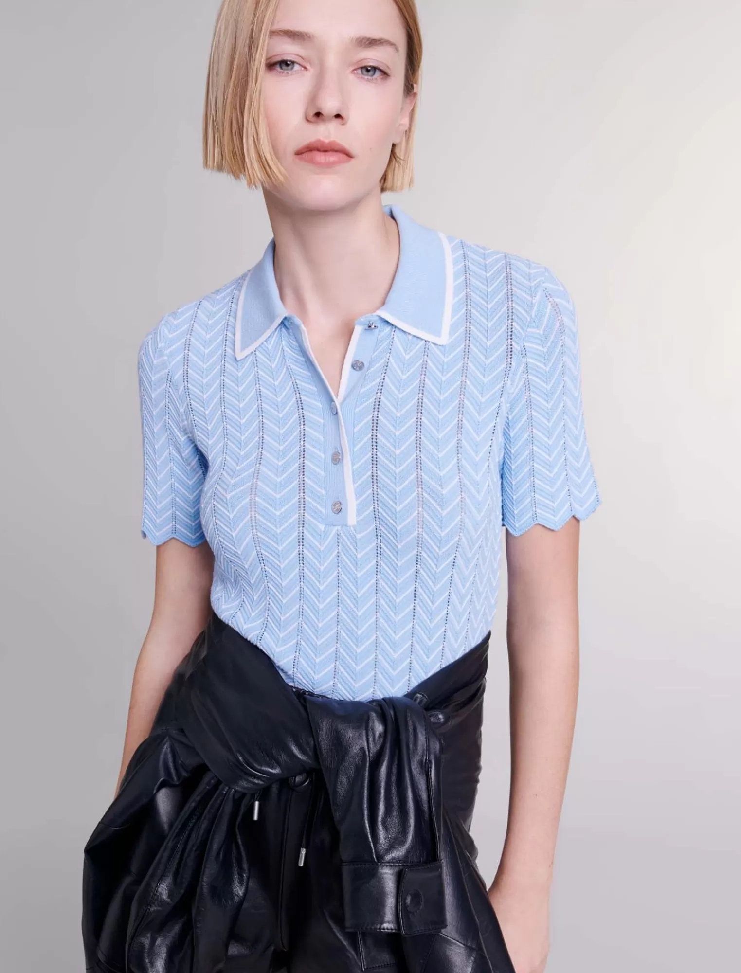 Women Maje Patterned Knitted Top