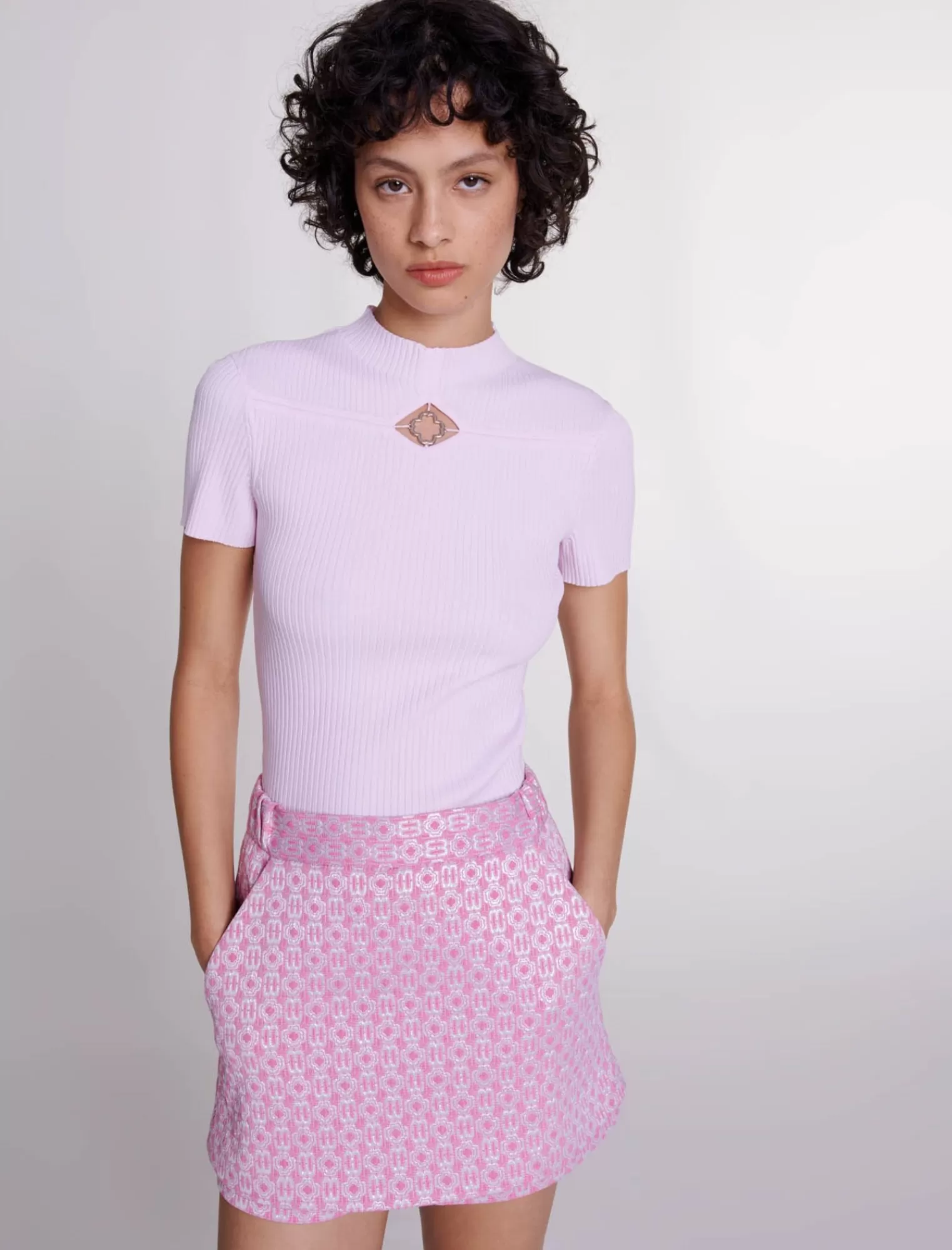 Women Maje Pink Knit Sweater