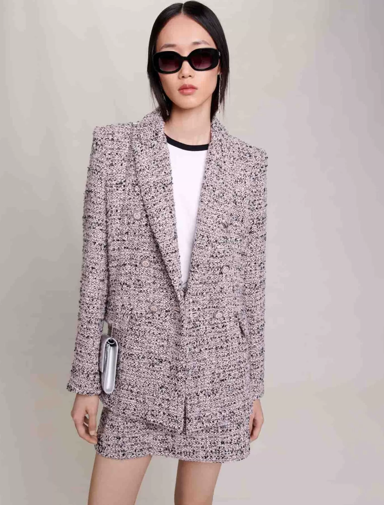Women Maje Pink Tweed Suit Jacket