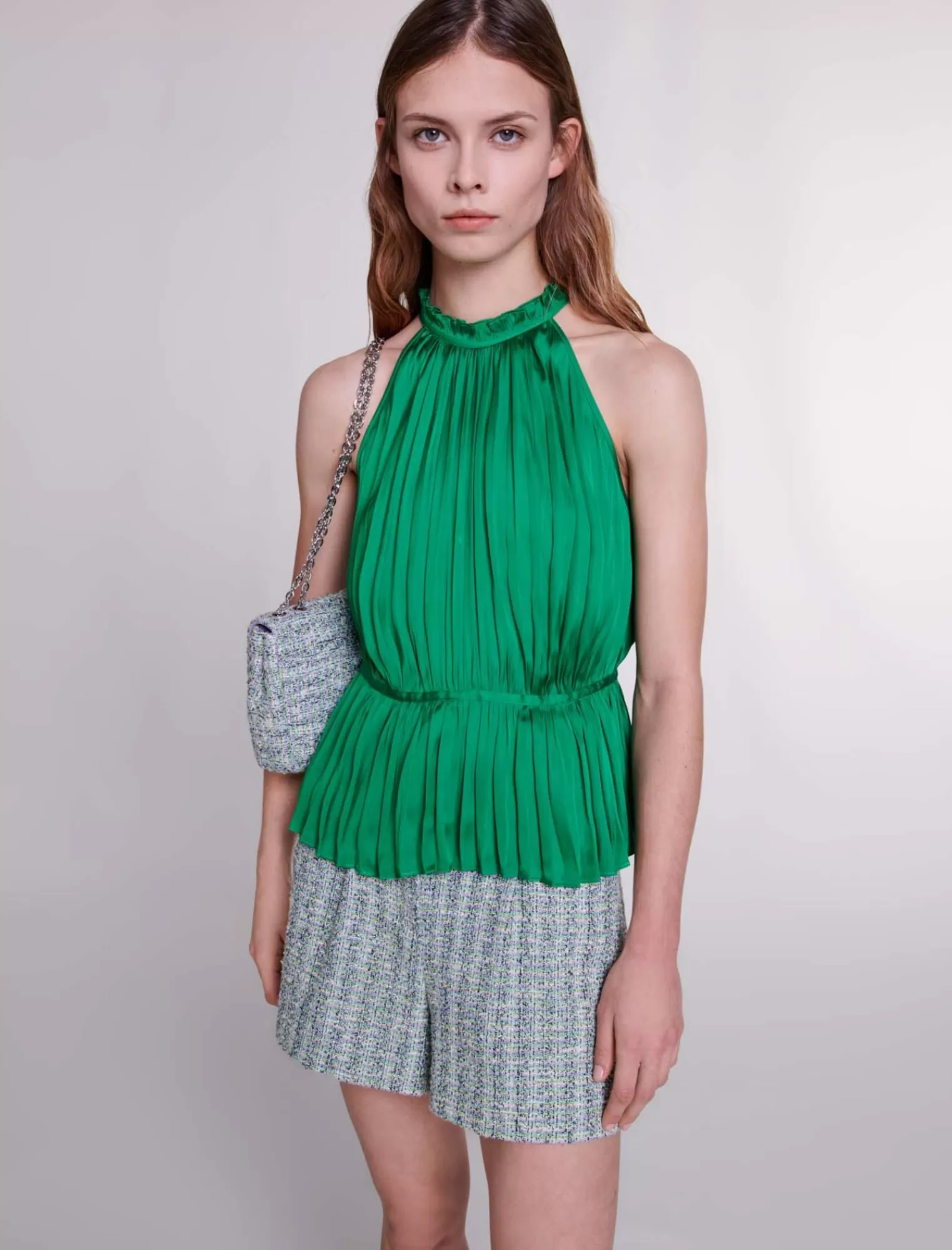 Women Maje Pleated Satin Top