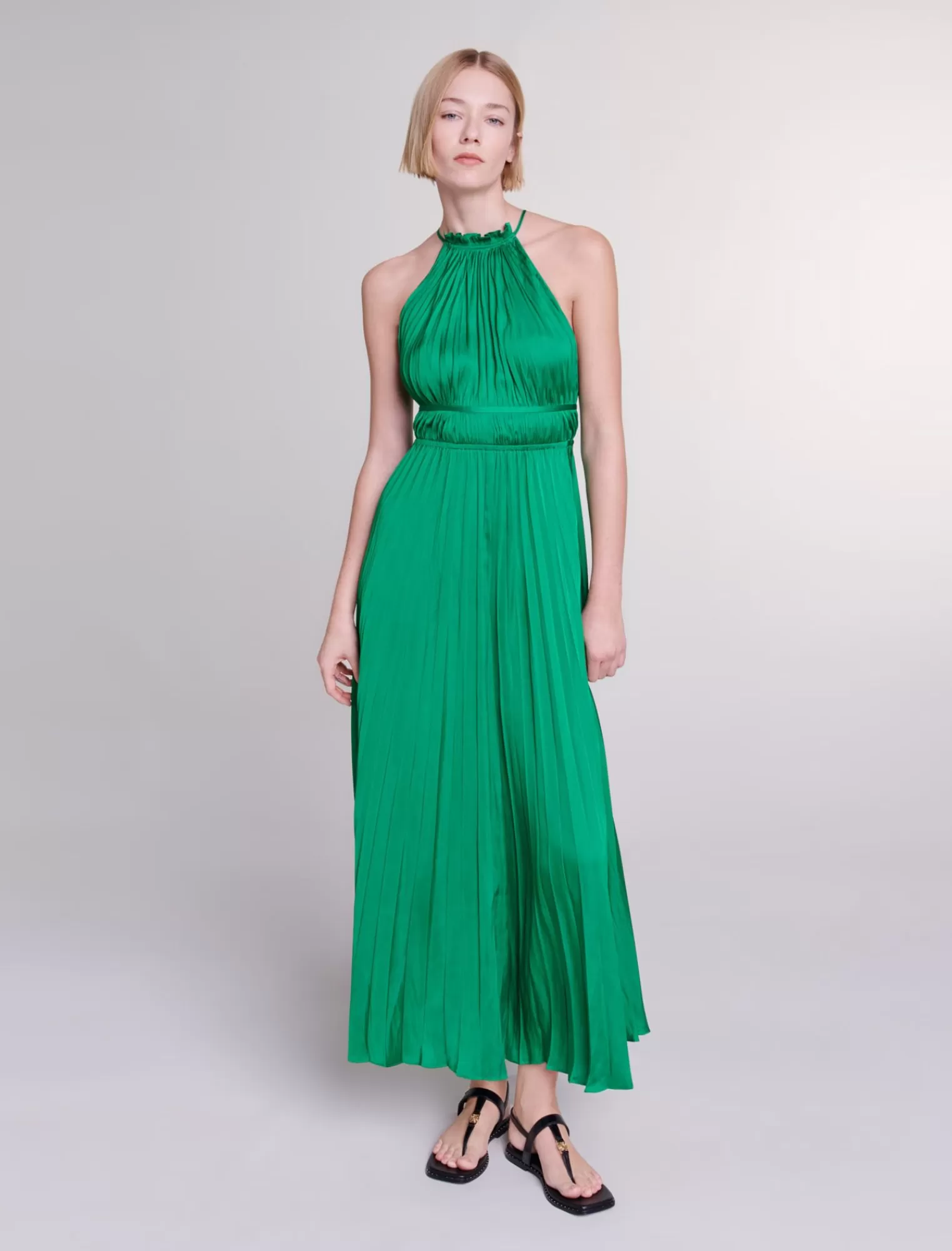 Women Maje Pleather Satin Maxi Dress