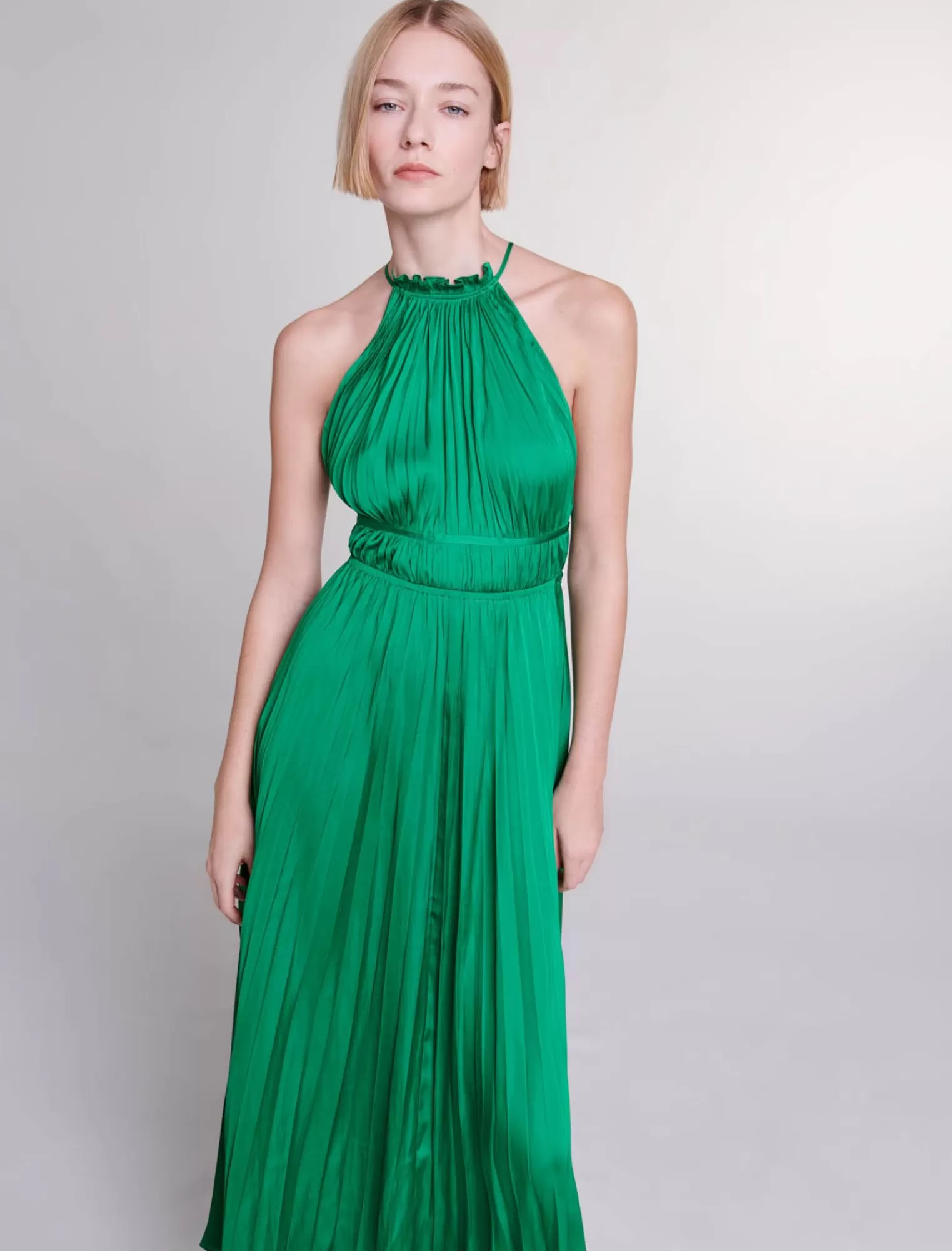 Women Maje Pleather Satin Maxi Dress