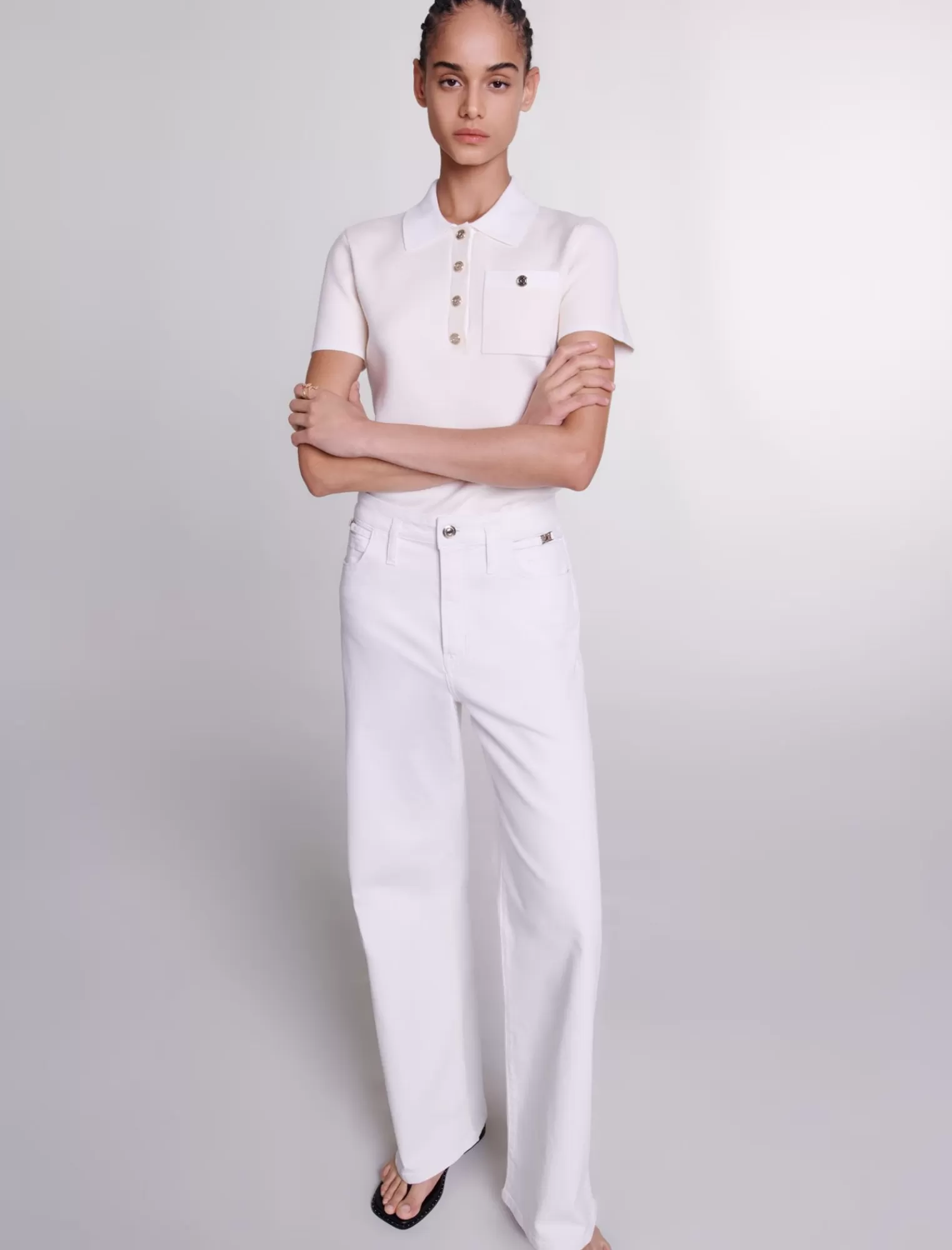 Women Maje Polo Collar Knit Top