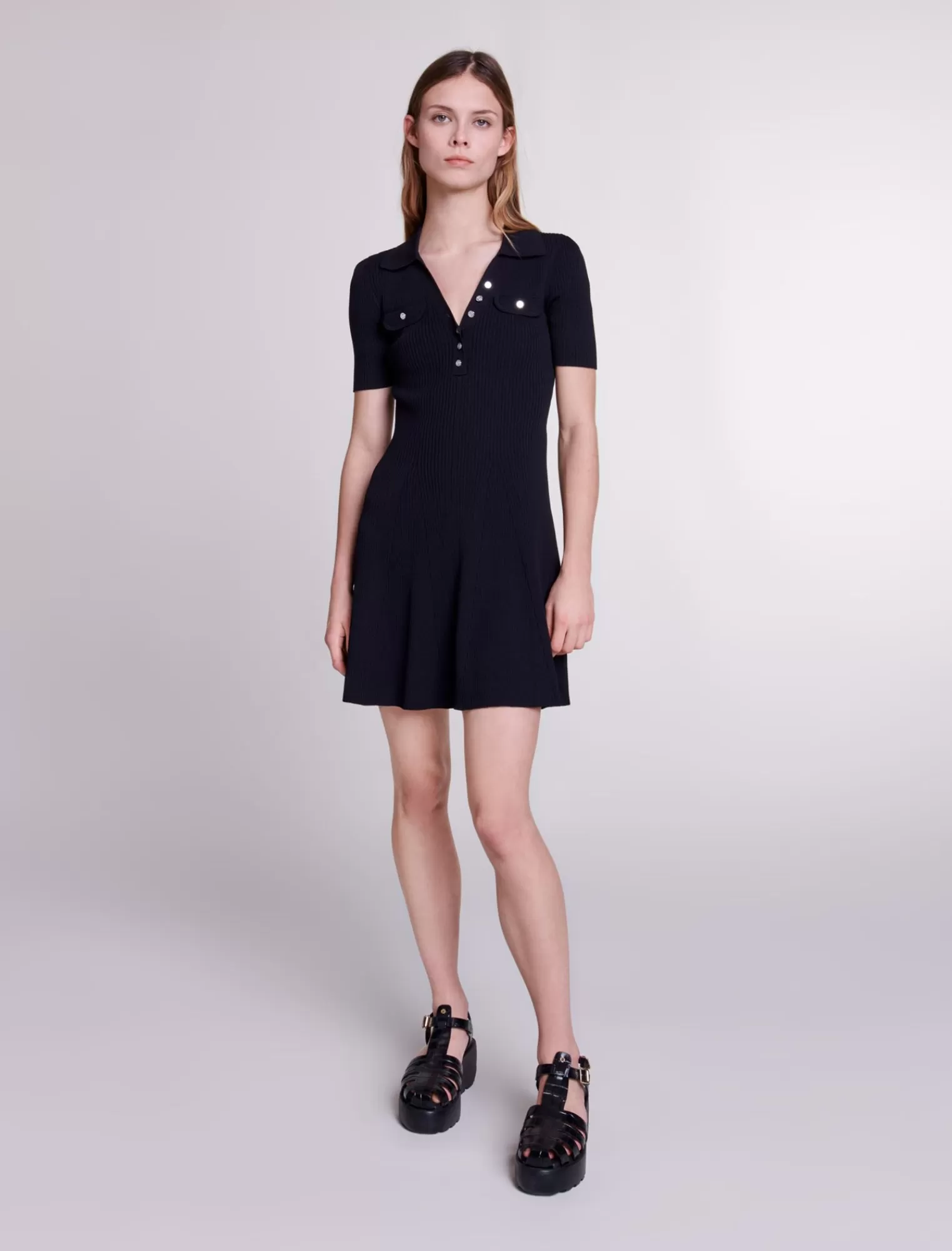 Women Maje Polo Collared Knit Dress
