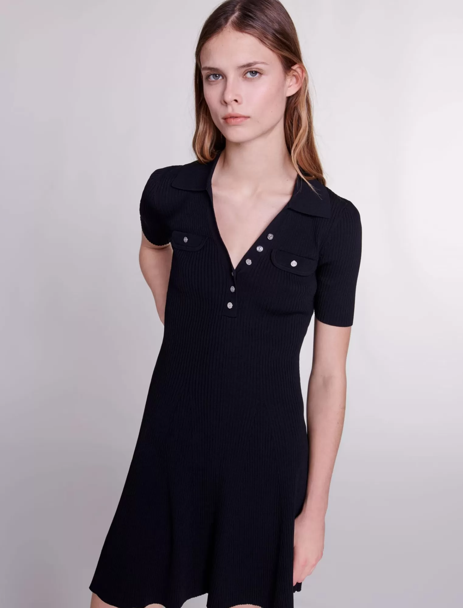 Women Maje Polo Collared Knit Dress